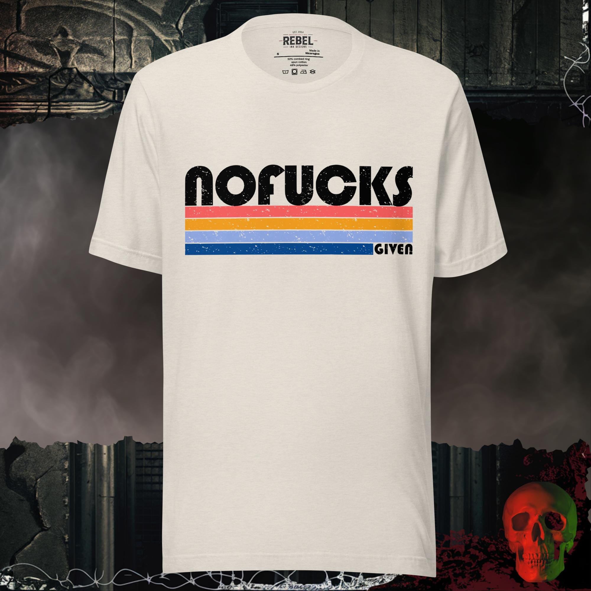 T-Shirt Heather Dust / S No F*cks Given Graphic Tee Retro Graphic Tee | Rebel Ink Designs