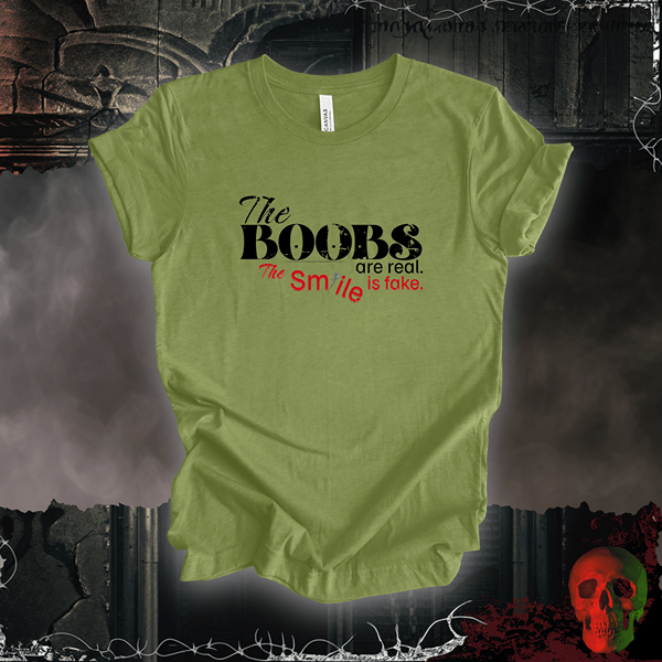 T-Shirt Heather Green / S Real Boobs | Fake Smile Tee
