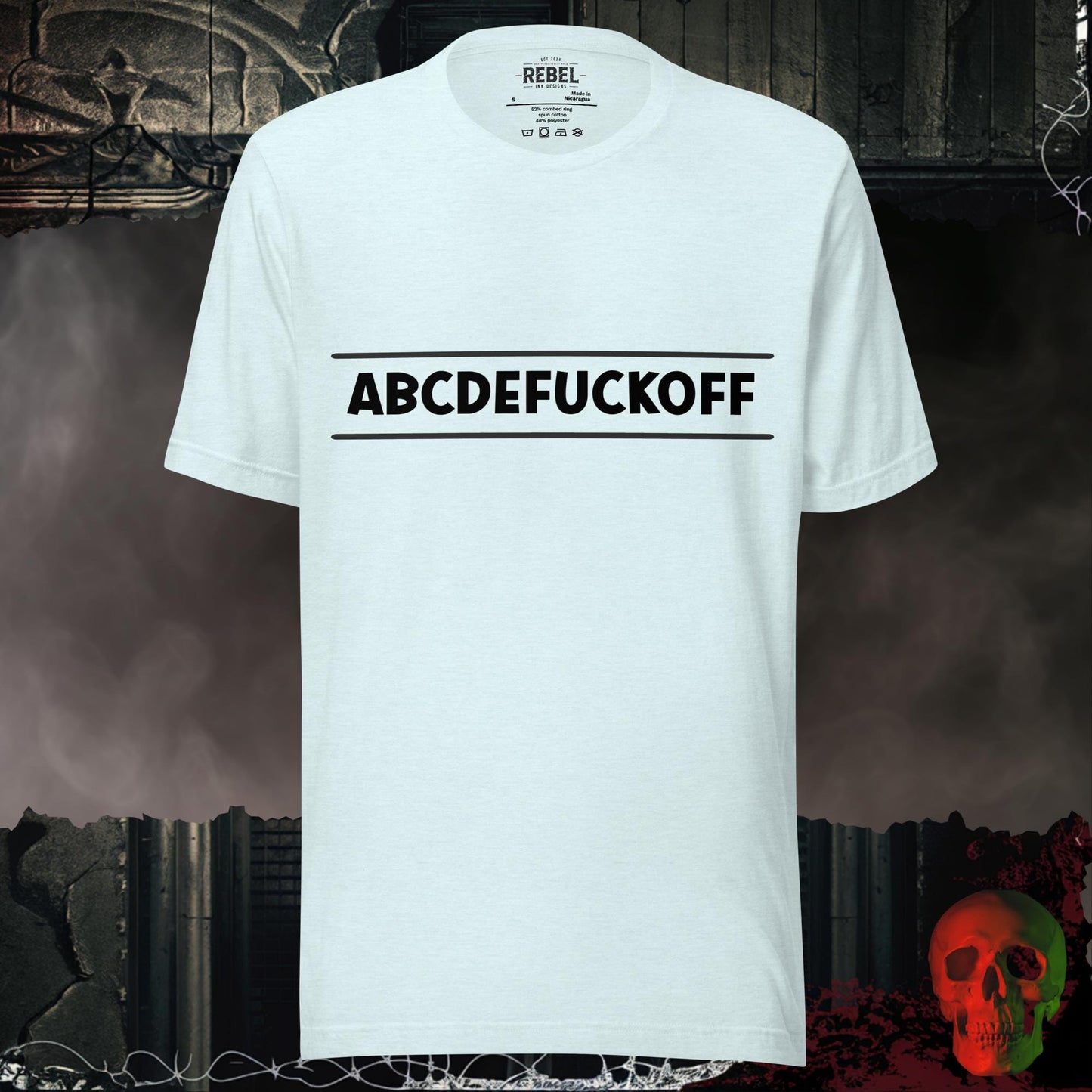 T-Shirt Heather Ice Blue / S ABCDEFUCKOFF Graphic Tee Bold Sarcastic Statement Shirt