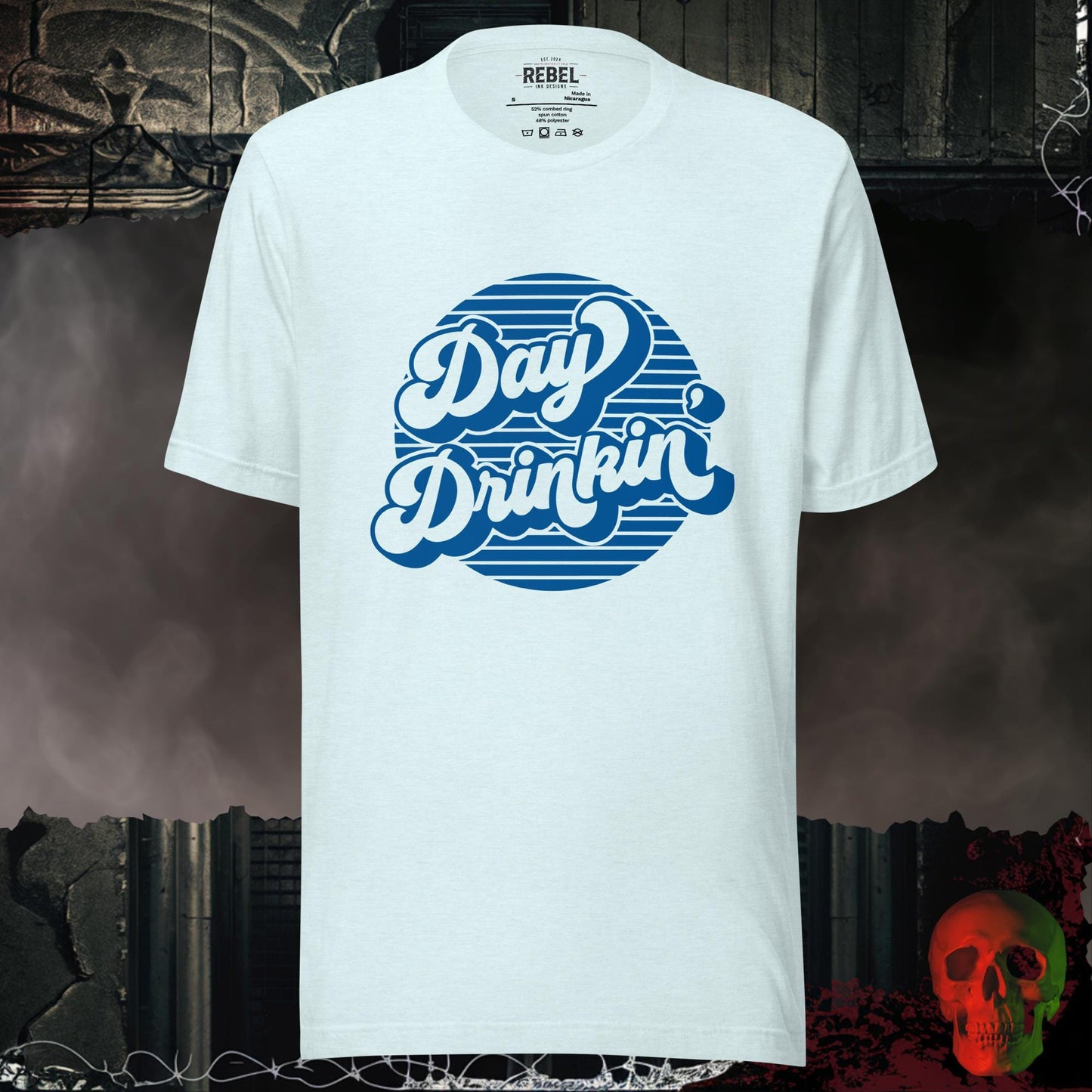 T-Shirt Heather Ice Blue / S Day Drinkin’ Graphic Tee Retro Bold Party Shirt
