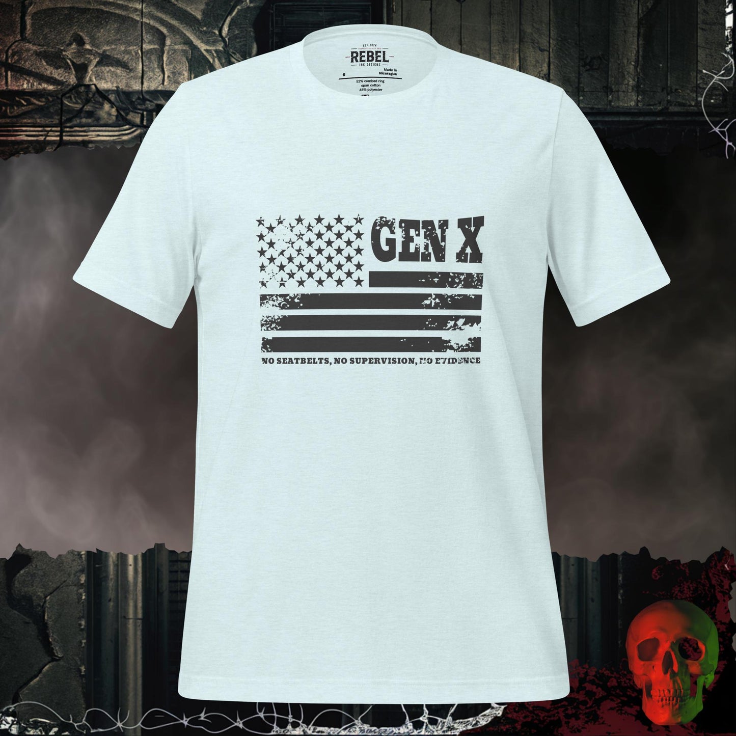 T-Shirt Heather Ice Blue / S Gen X / No Evidence Tee