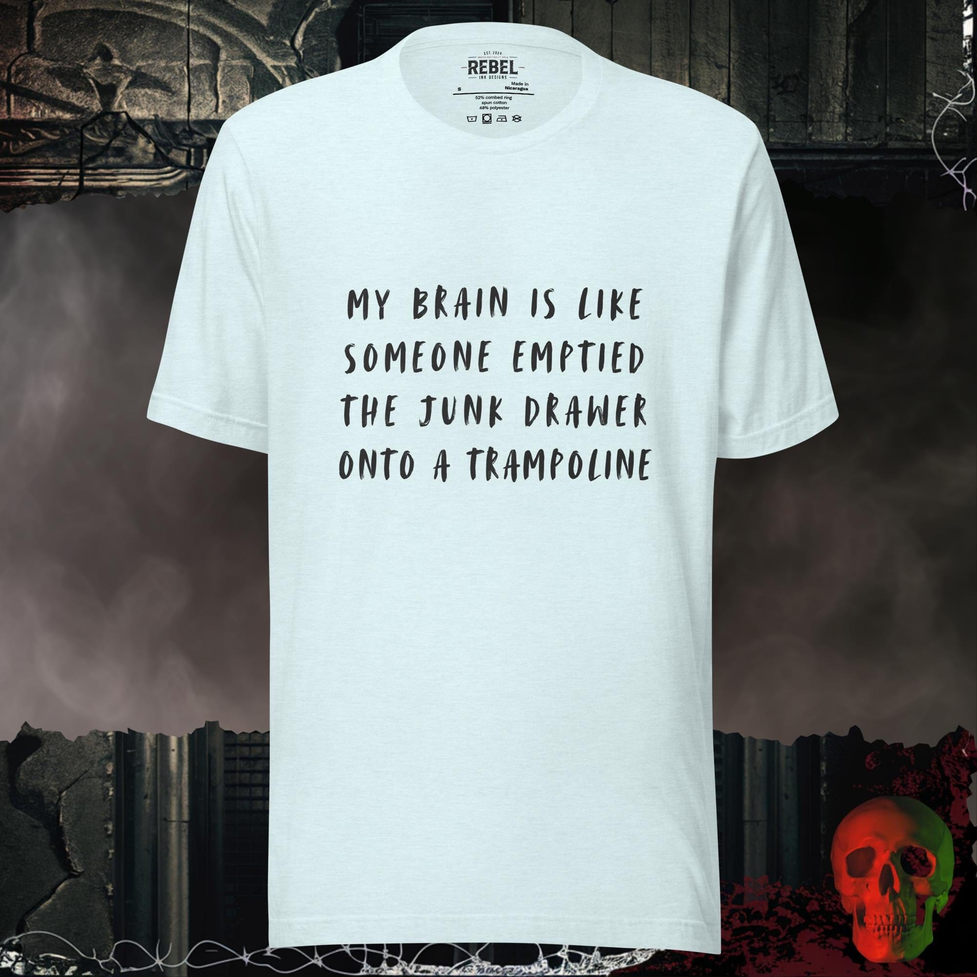 T-Shirt Heather Ice Blue / S Junk Drawer Brain Tee