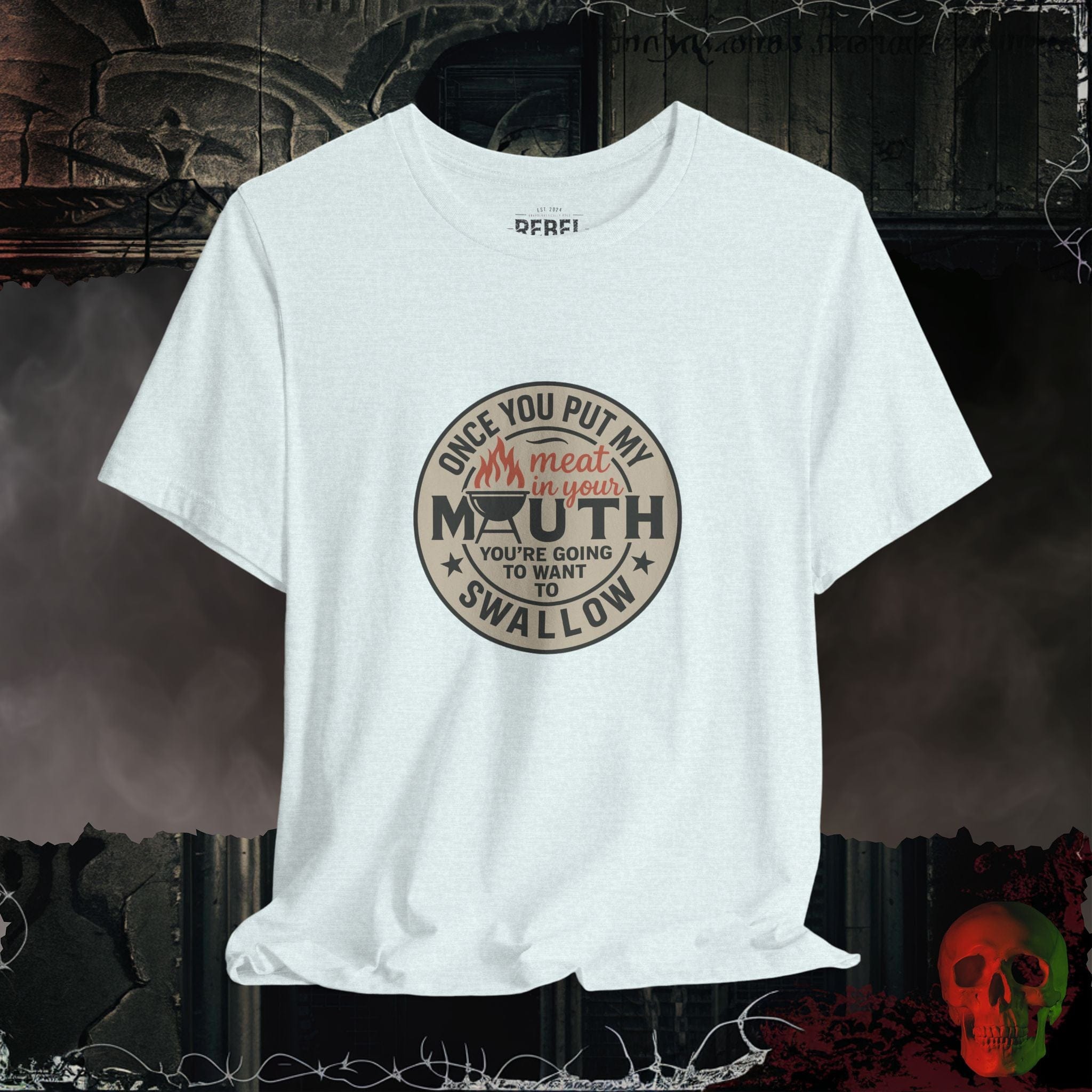 T-Shirt Heather Ice Blue / S Meat in Your Mouth Tee