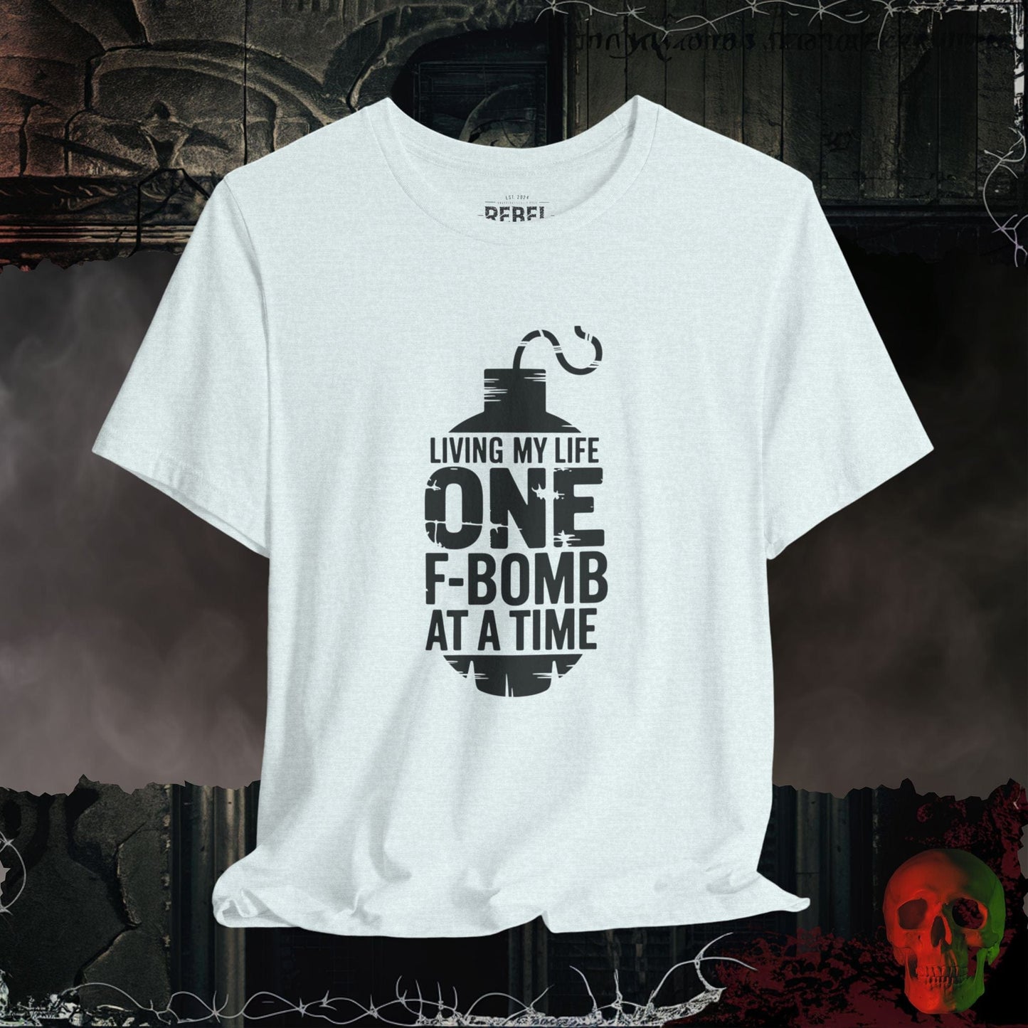 T-Shirt Heather Ice Blue / S One F-Bomb at a Time T-Shirt