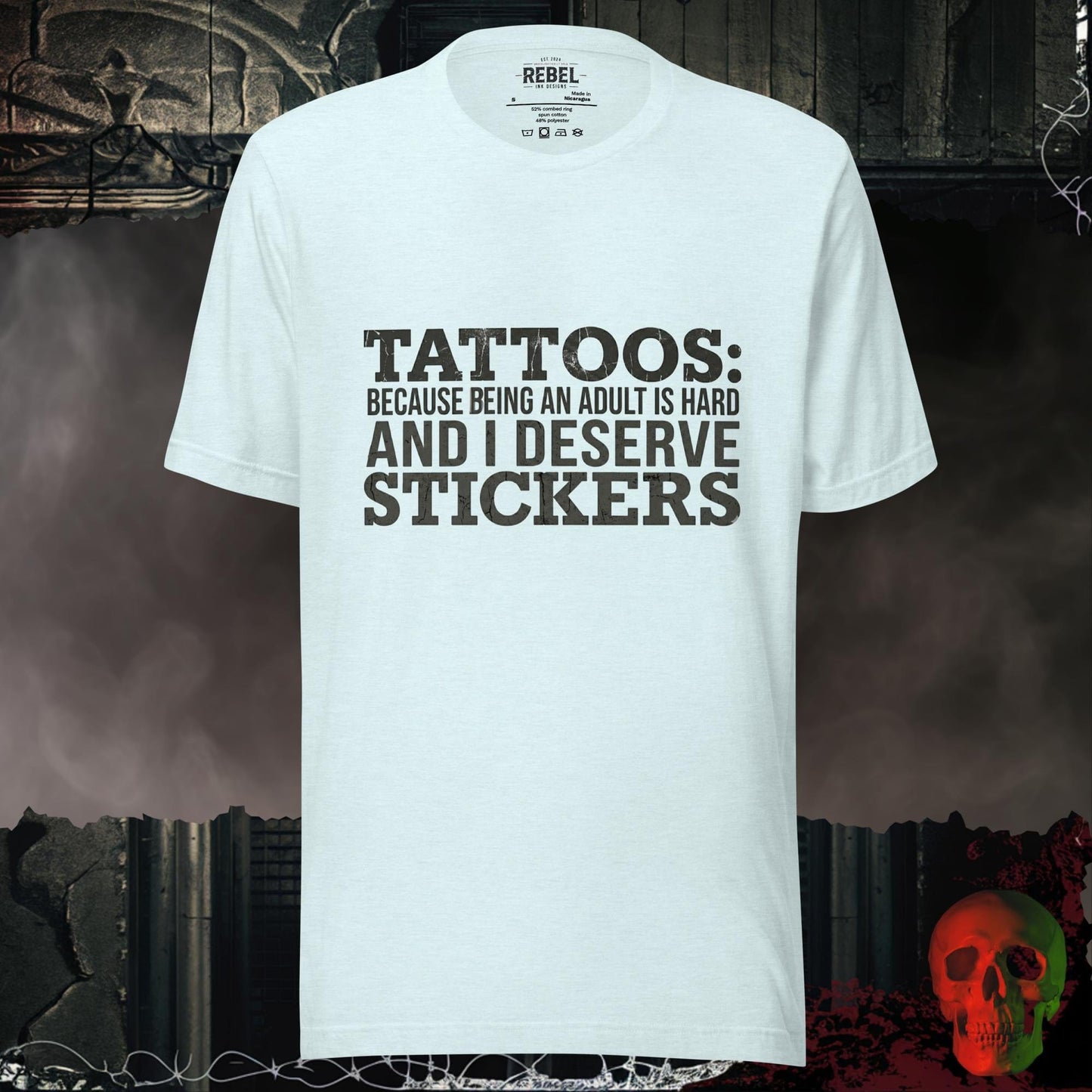 T-Shirt Heather Ice Blue / S Tattoos Are Just Stickers Tee