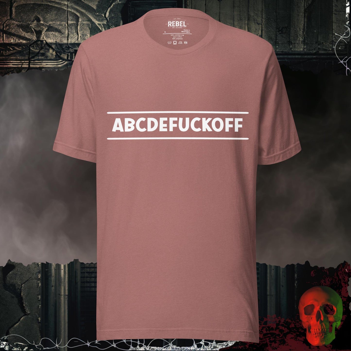 T-Shirt Heather Mauve / S ABCDEFUCKOFF Graphic Tee Bold Sarcastic Statement Shirt