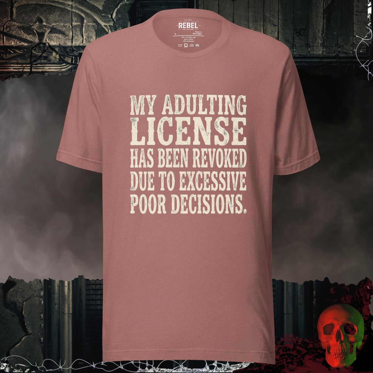 T-Shirt Heather Mauve / S Adulting License Revoked Tee