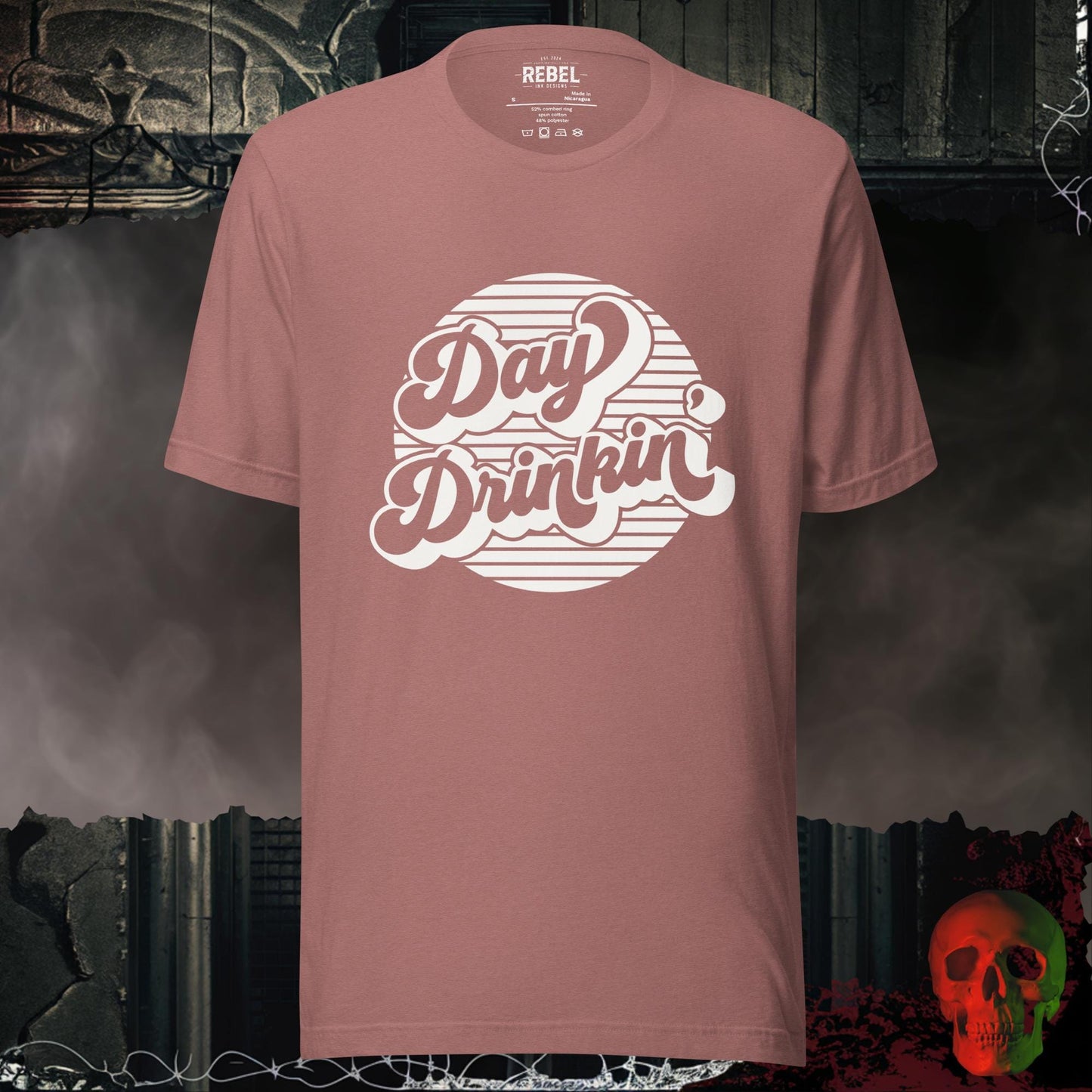T-Shirt Heather Mauve / S Day Drinkin’ Graphic Tee Retro Bold Party Shirt