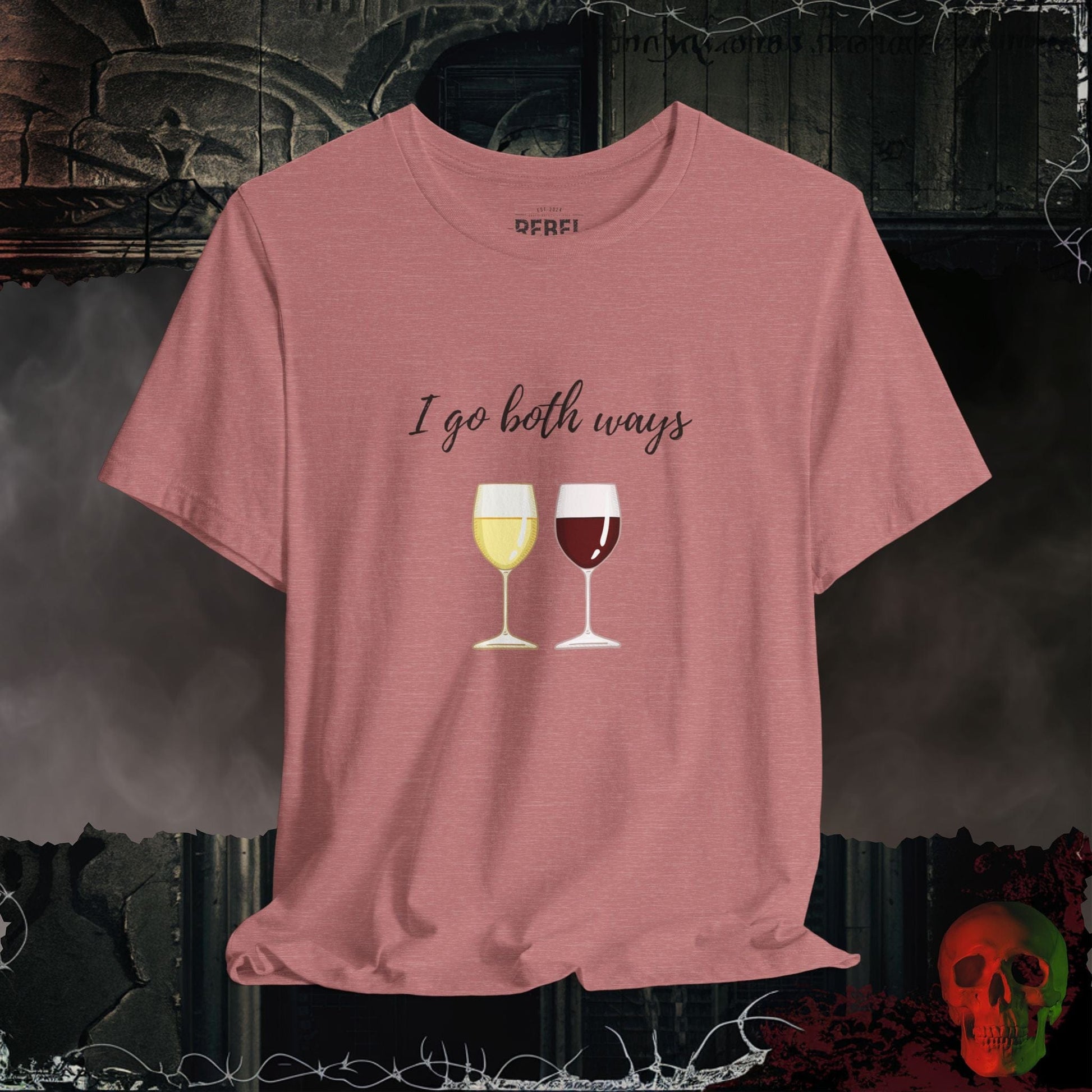 T-Shirt Heather Mauve / S I Go Both Ways Wine Tee