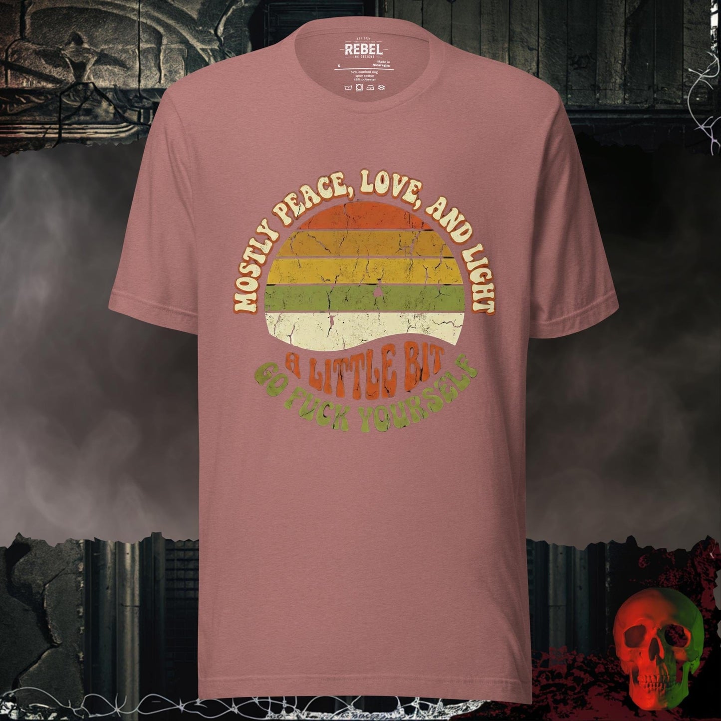 T-Shirt Heather Mauve / S Mostly Peace, Love and Light Tee