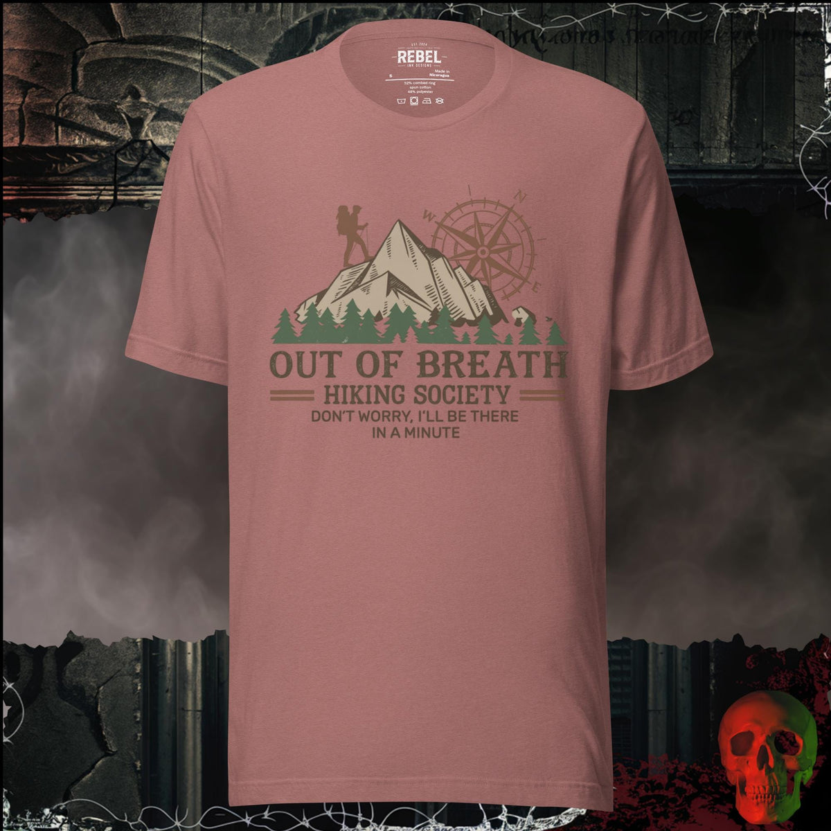 T-Shirt Heather Mauve / S Out of Breath Hiking Society Graphic Tee | Rebel Ink Designs