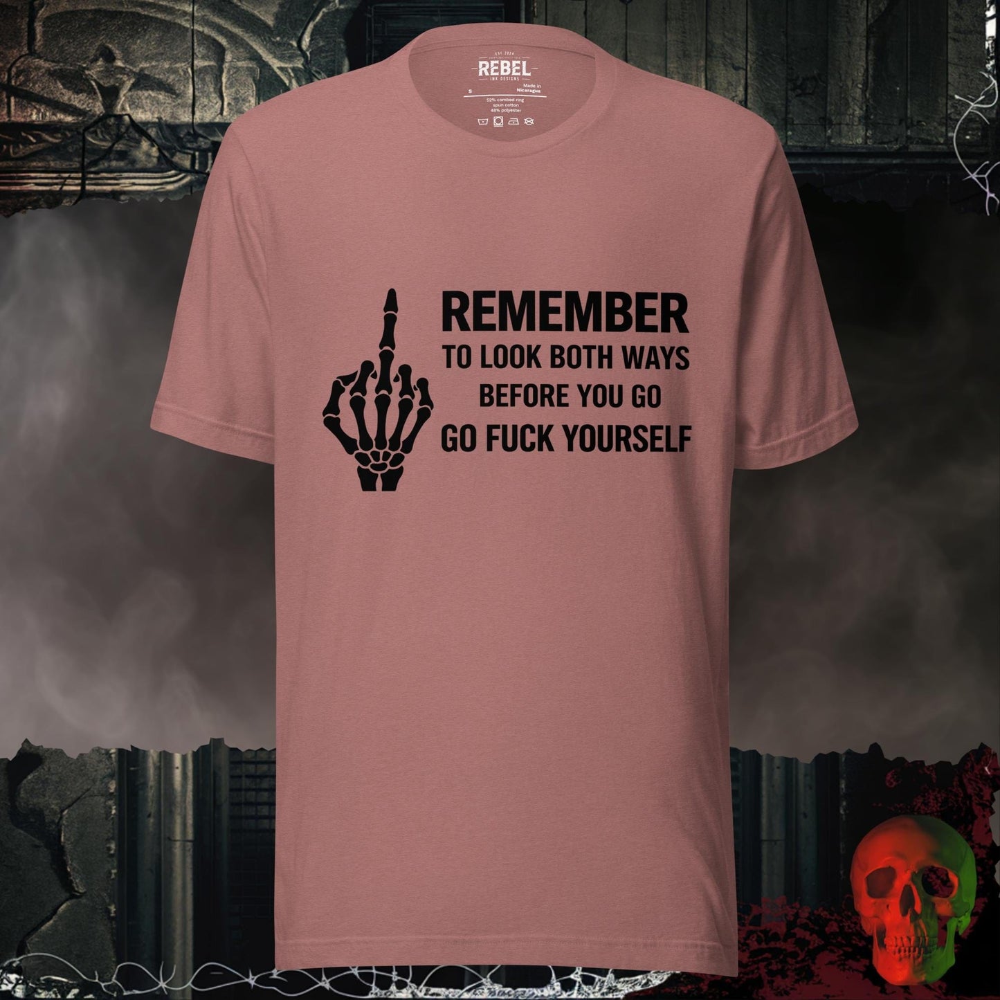 T-Shirt Heather Mauve / S Remember to Look Both Ways Tee