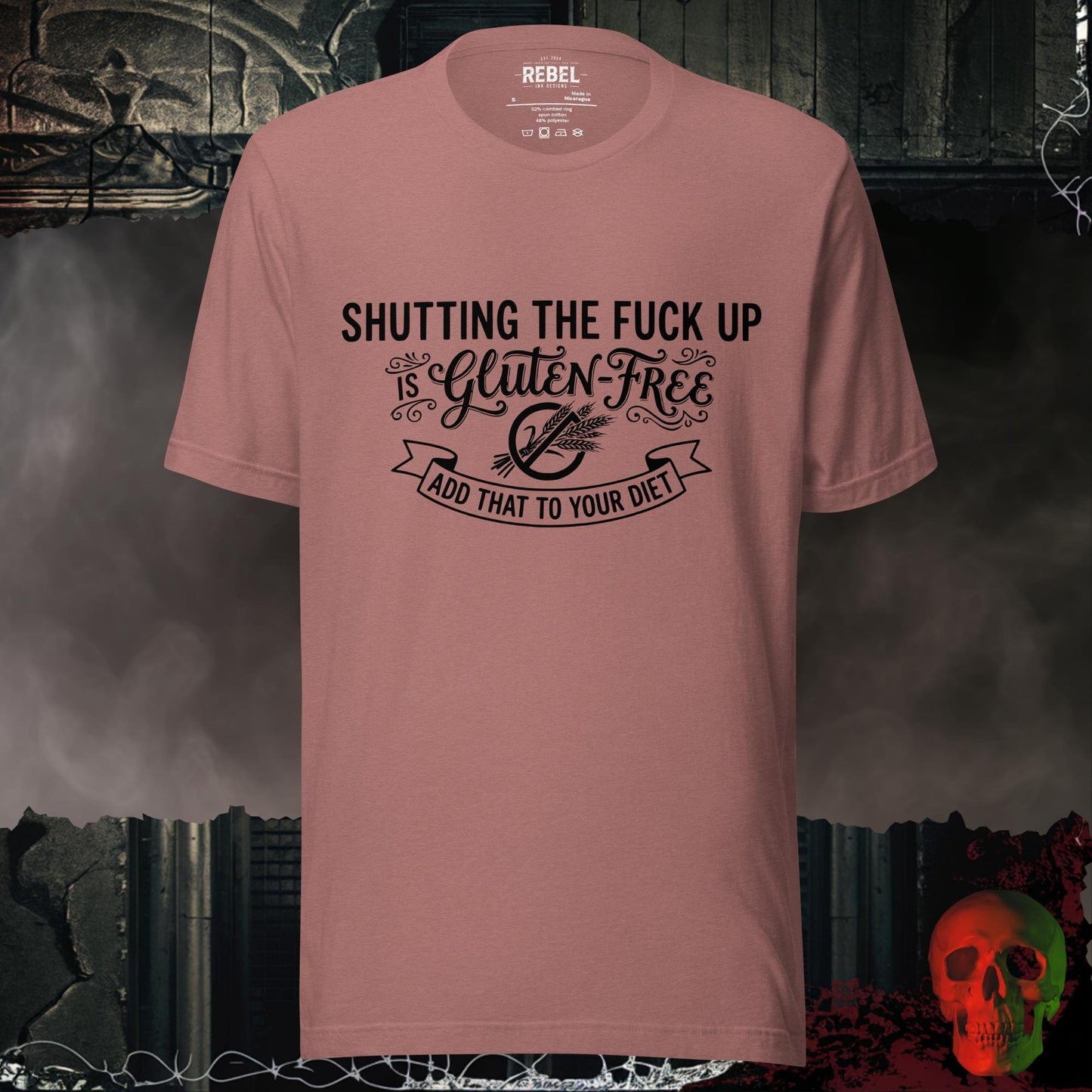 T-Shirt Heather Mauve / S Shutting Up Is Gluten-Free Tee