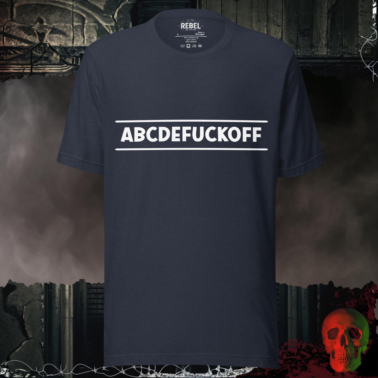 T-Shirt Heather Navy / S ABCDEFUCKOFF Graphic Tee Bold Sarcastic Statement Shirt