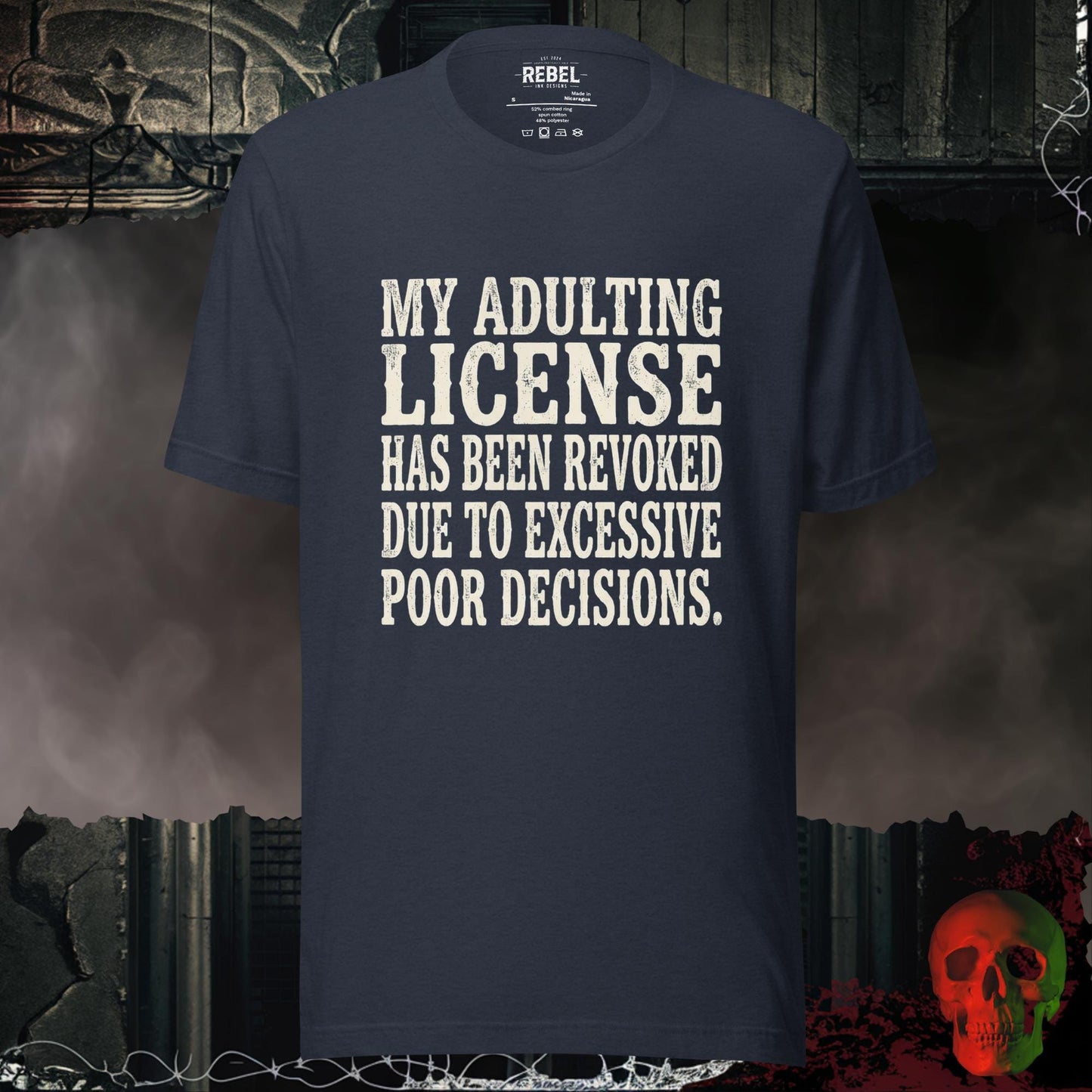 T-Shirt Heather Navy / S Adulting License Revoked Tee