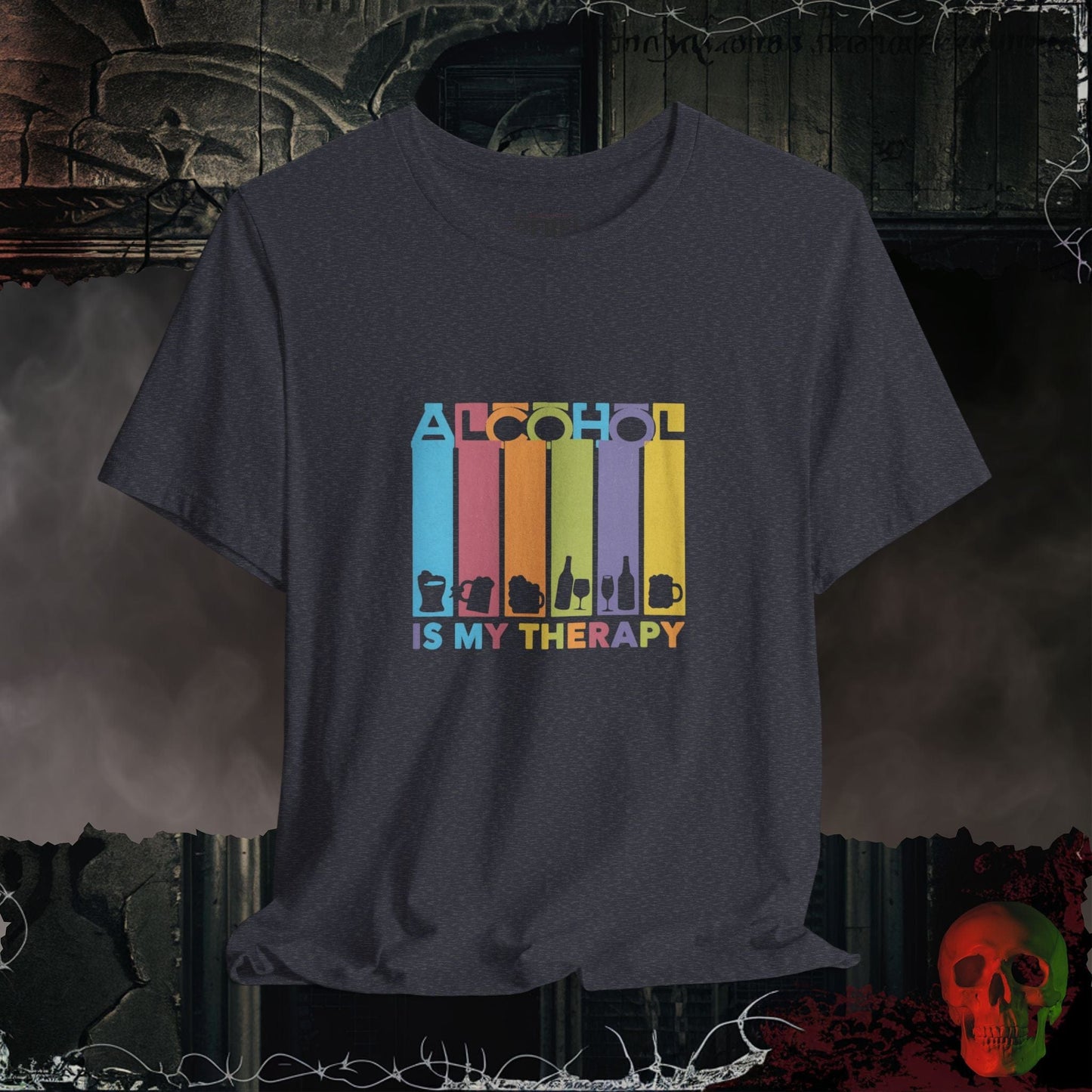 T-Shirt Heather Navy / S Alcohol Therapy: The Ultimate Happy Hour Tee