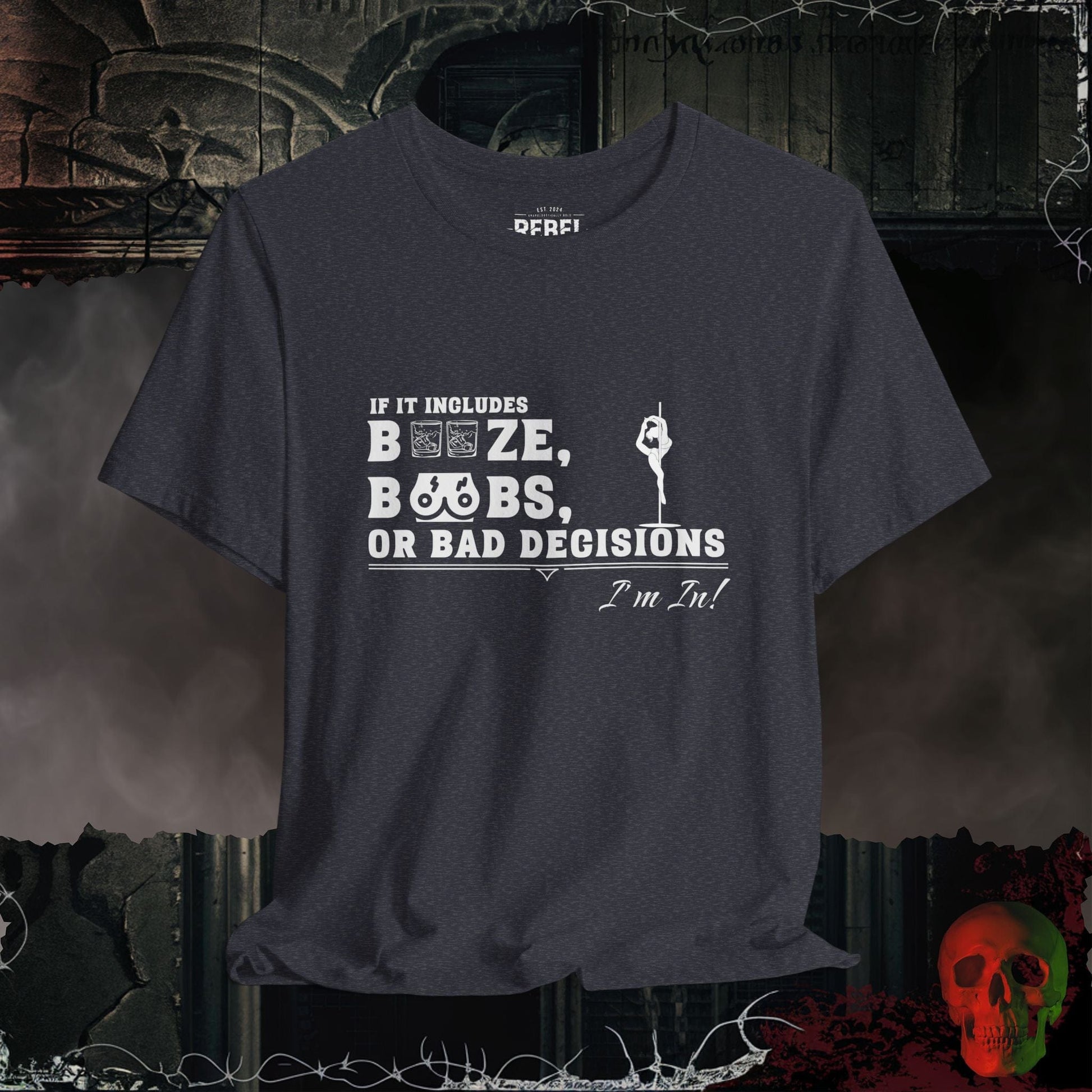 T-Shirt Heather Navy / S Booze, Boobs, & Bad Decisions T-Shirt