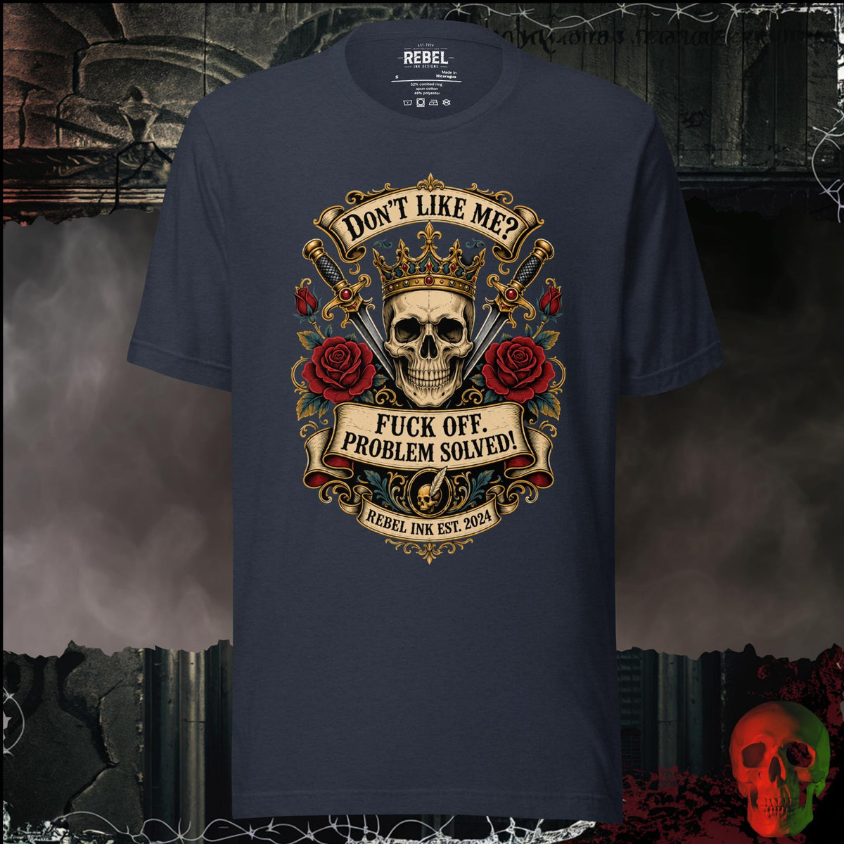T-Shirt Heather Navy / S Don't Like Me? F*ck Off. Problem Solved Graphic Tee | Rebel Ink Designs