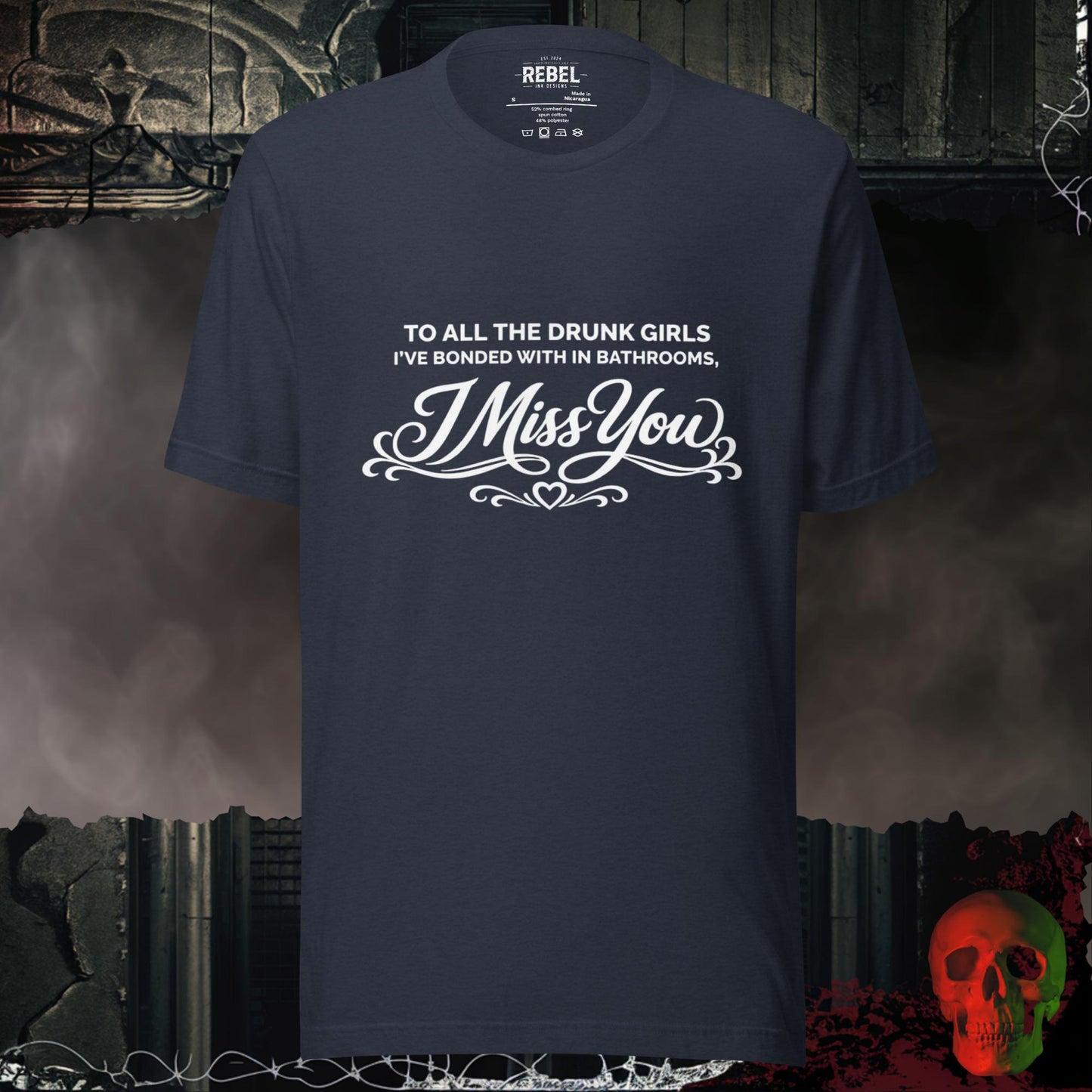 T-Shirt Heather Navy / S Drunk Bathroom Friends Tee