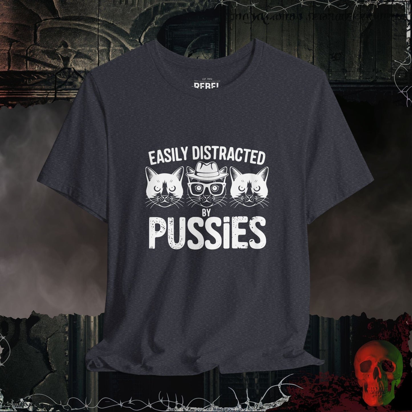 T-Shirt Heather Navy / S Easily Distracted by Pussies T-Shirt