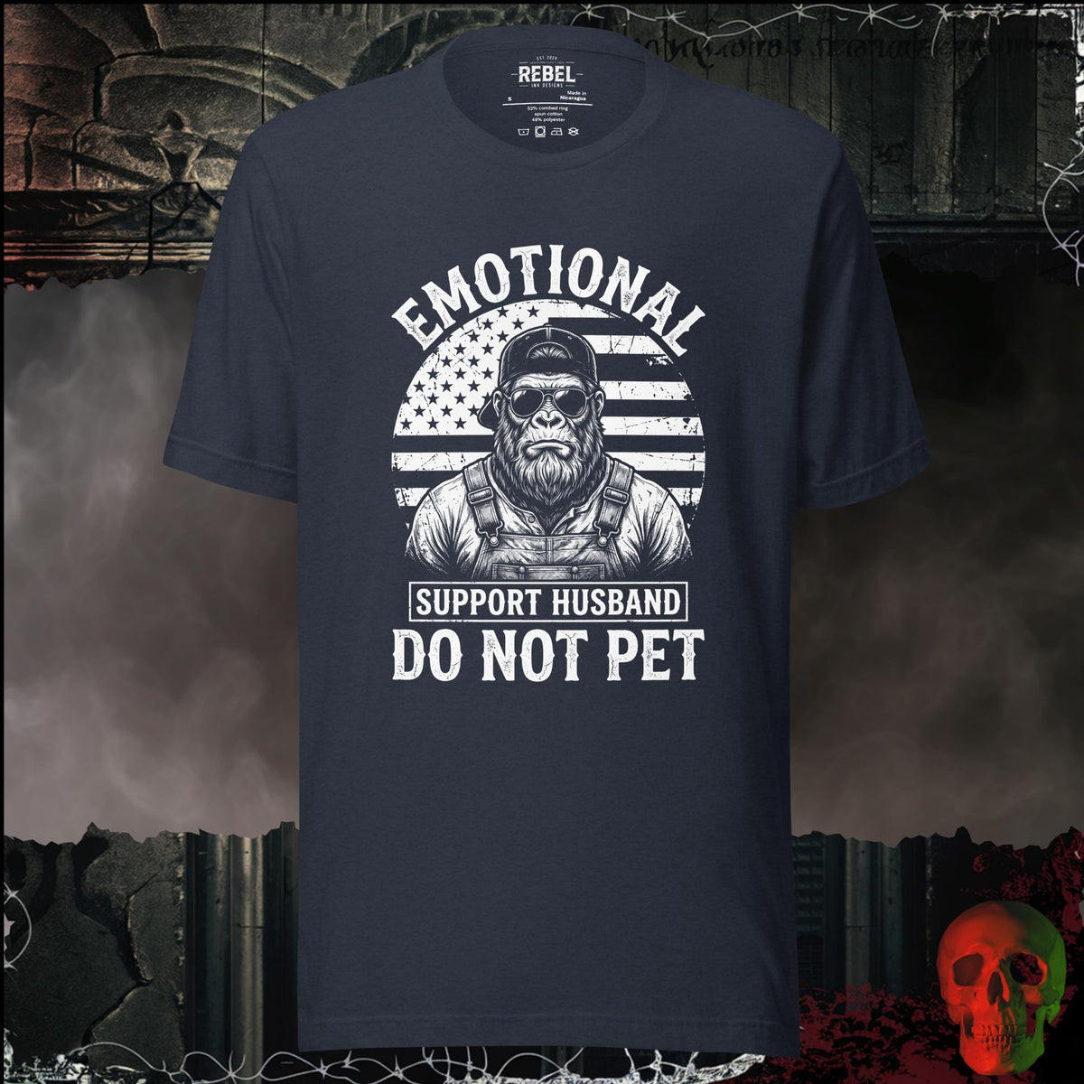 T-Shirt Heather Navy / S Emotional Support Husband Do Not Pet Graphic Tee | Rebel Ink Designs