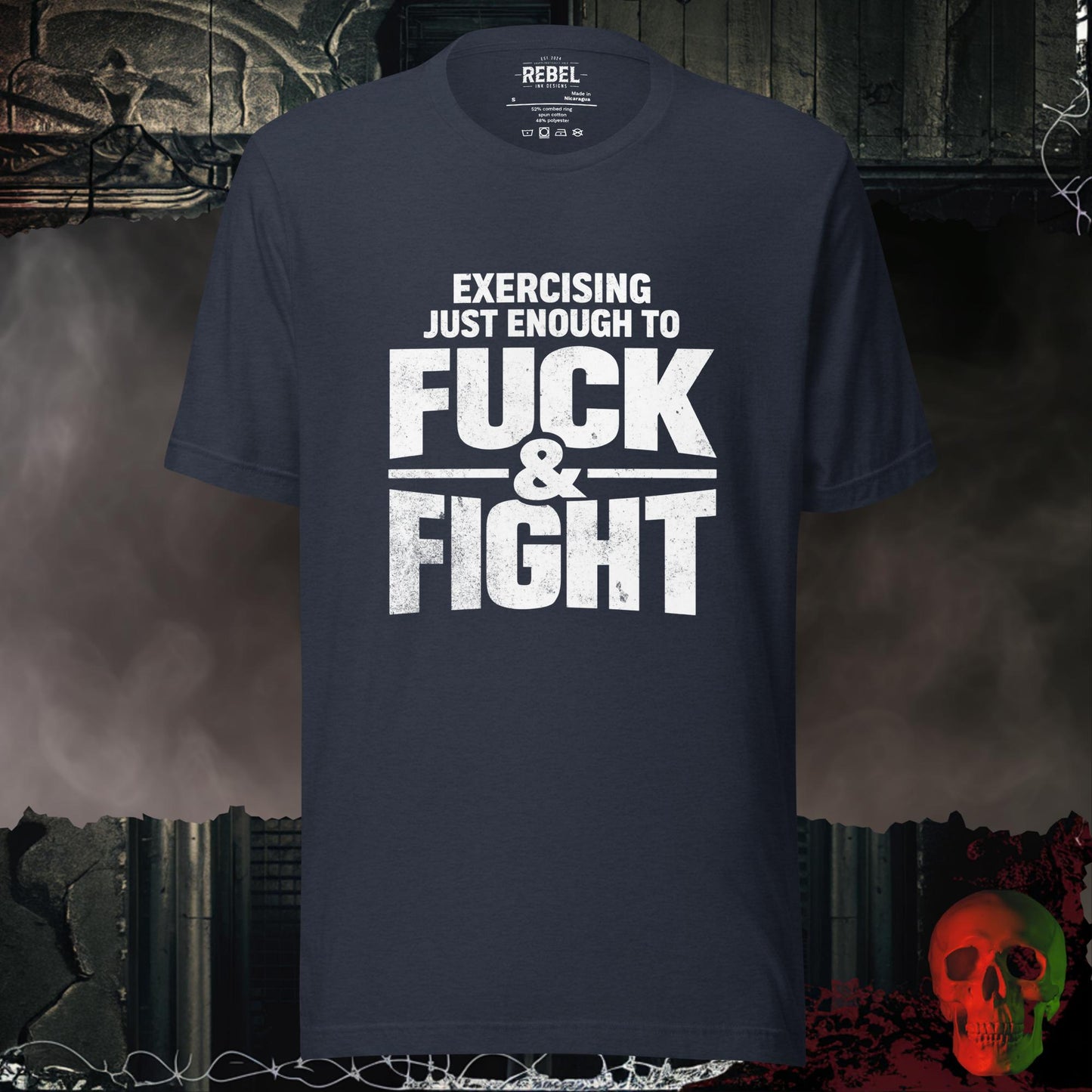 T-Shirt Heather Navy / S Exercising to F@ck & Fight Tee