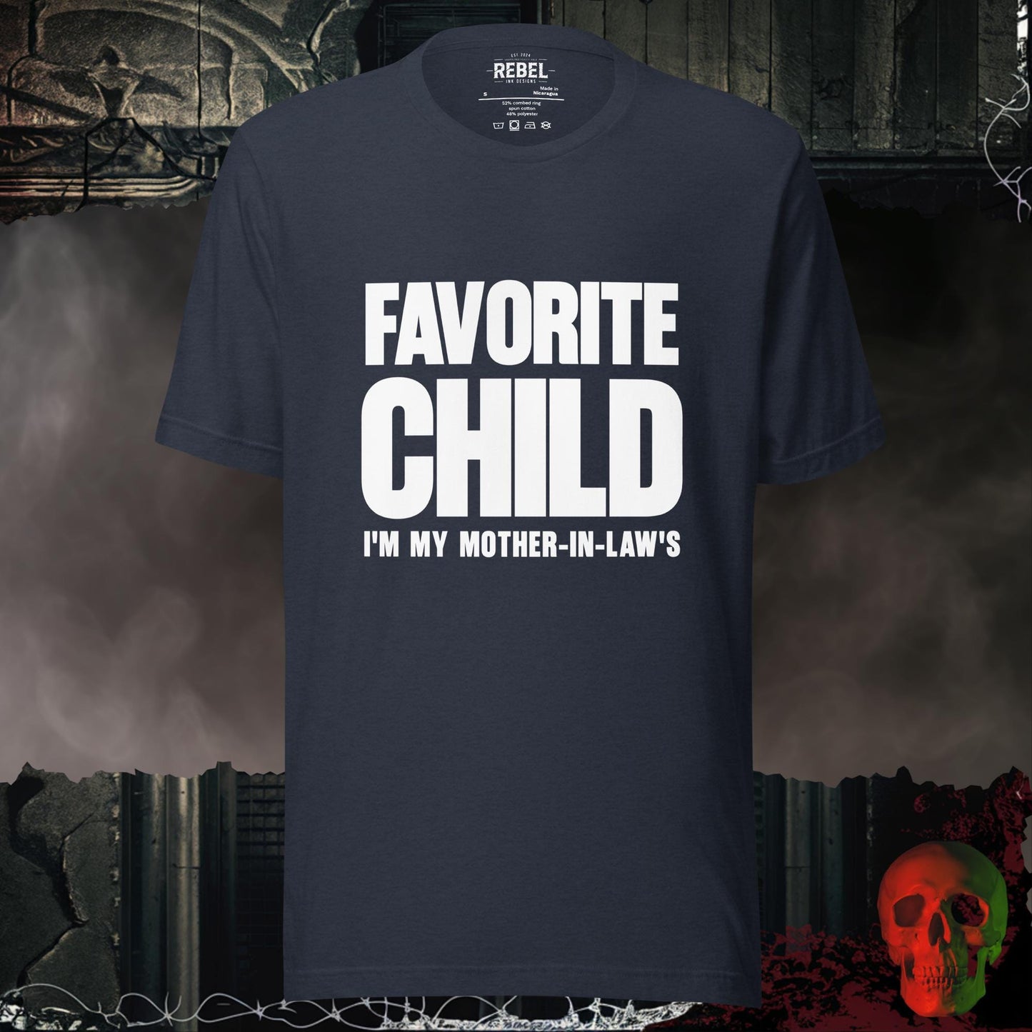 T-Shirt Heather Navy / S Favorite Child I'm My Mother-In-Law's Graphic Statement Tee