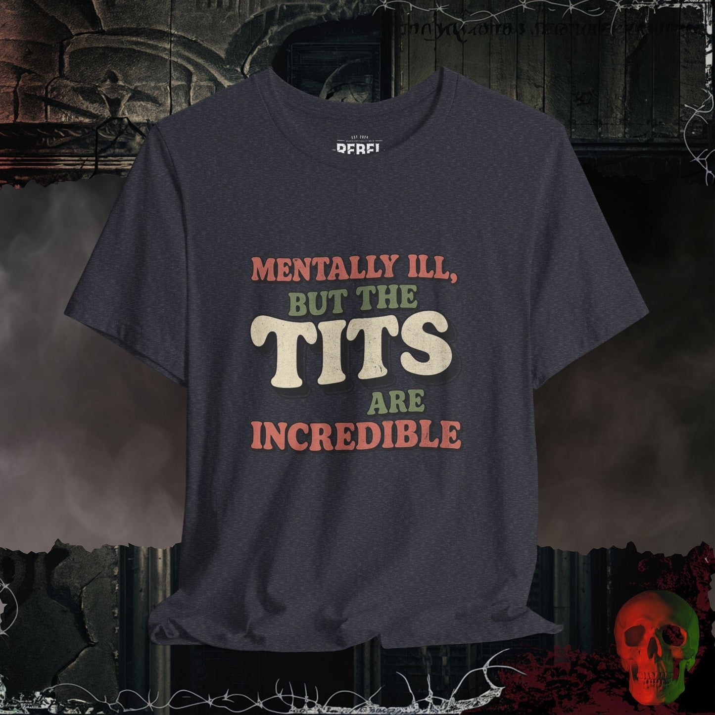 T-Shirt Heather Navy / S Hot Mess, Great Tits Tee