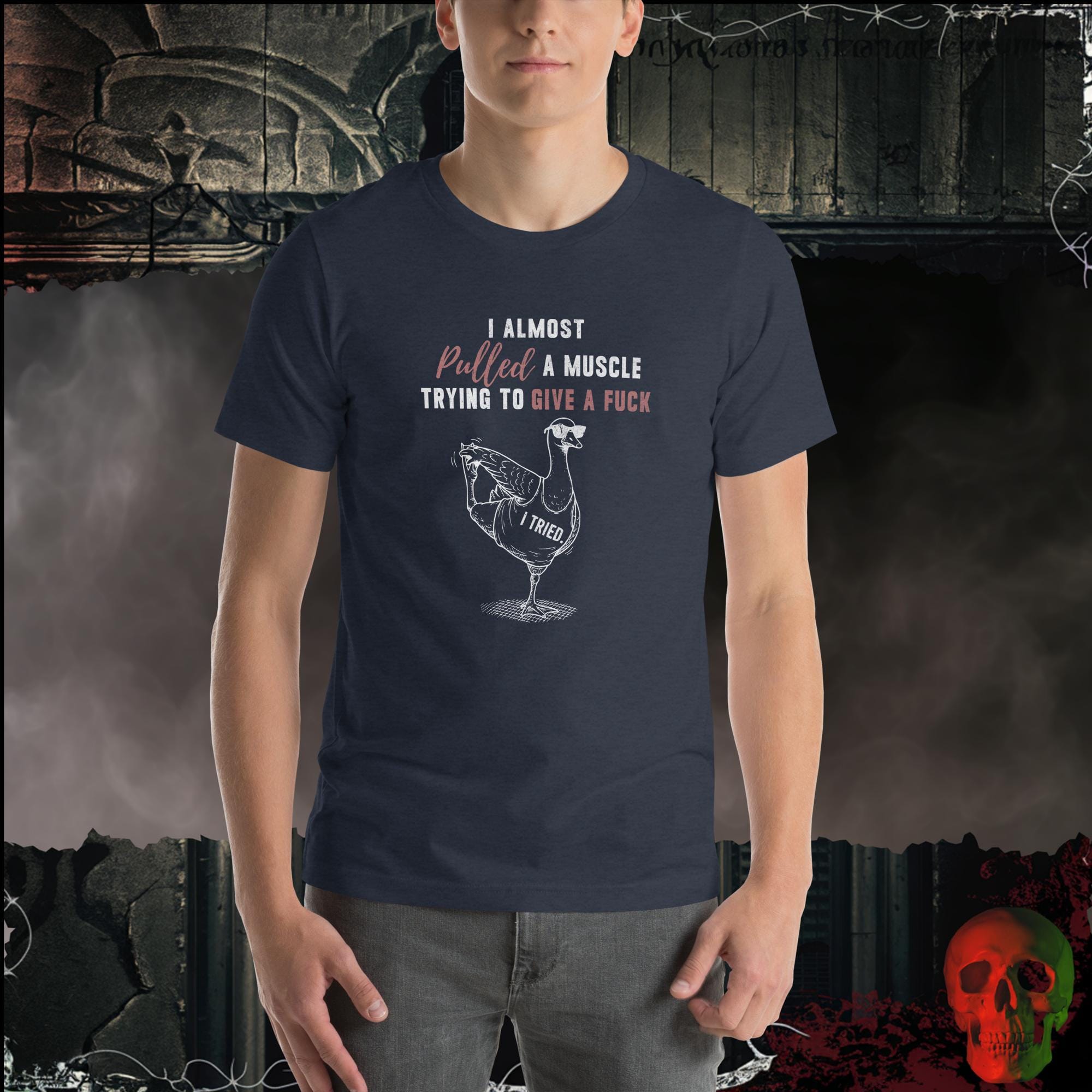 T-Shirt Heather Navy / S I Almost Pulled a Muscle Graphic Tee | Rebel Ink Designs