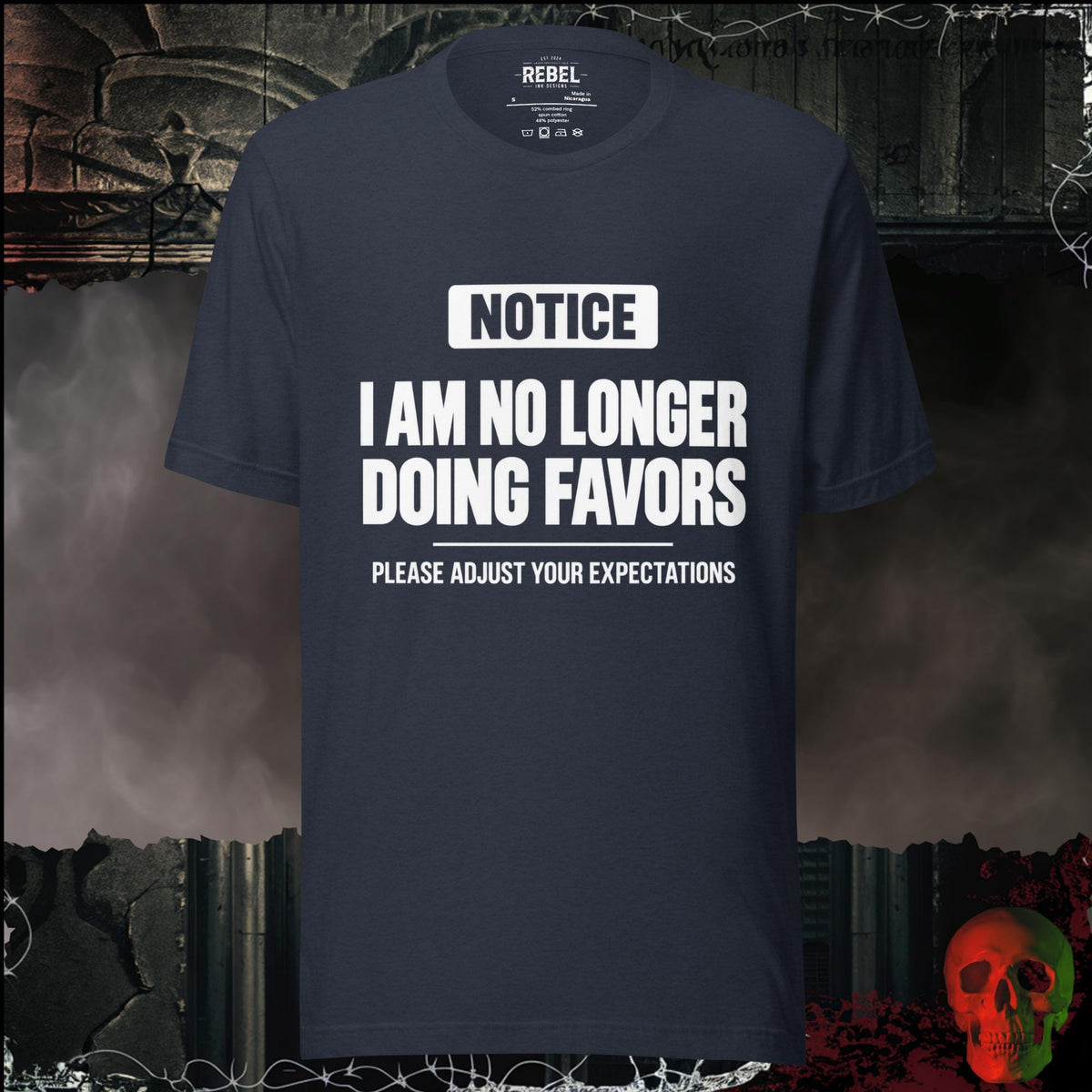 T-Shirt Heather Navy / S I Am No Longer Doing Favors Graphic Tee | Rebel Ink Designs