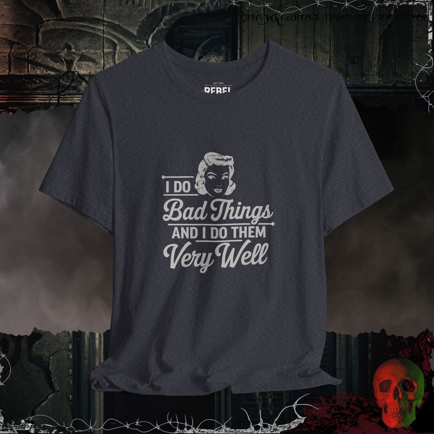 T-Shirt Heather Navy / S I Do Bad Things T-Shirt | Bold & Sassy Retro Design