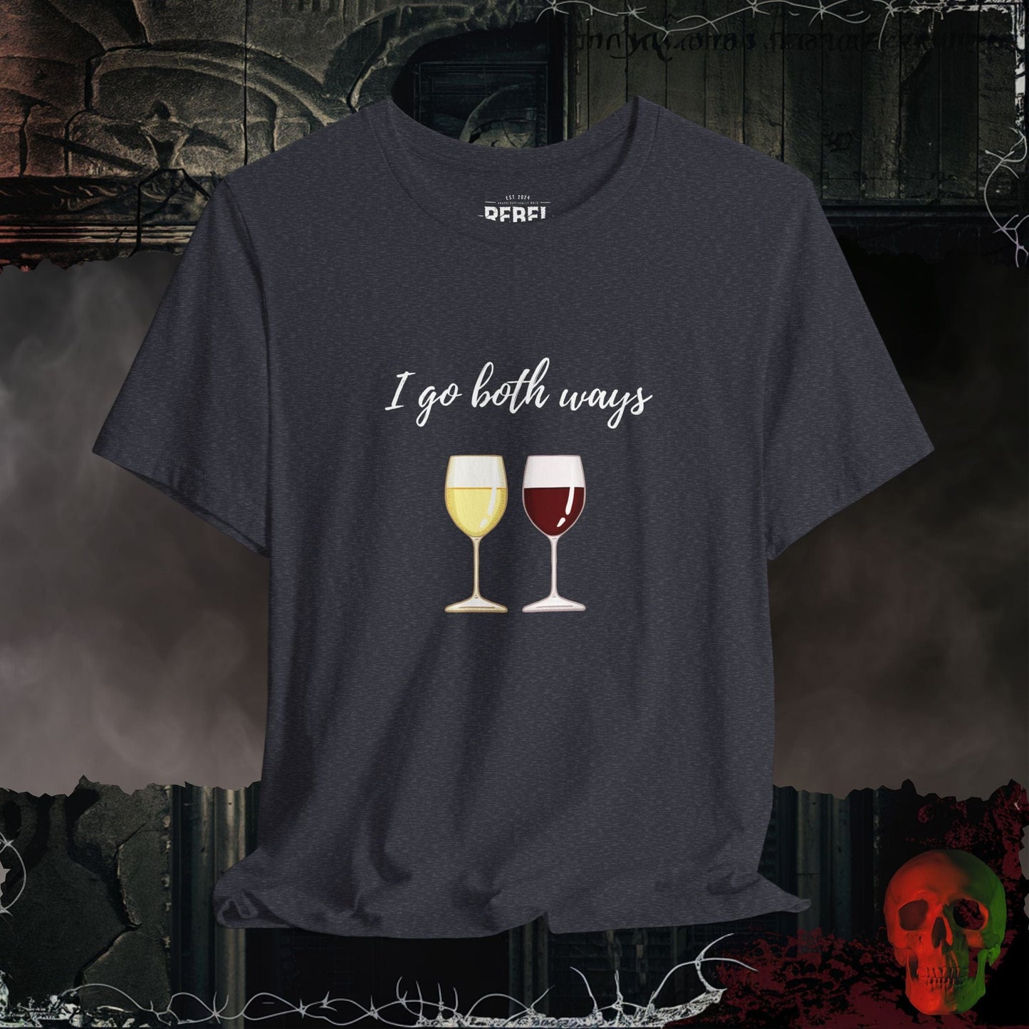 T-Shirt Heather Navy / S I Go Both Ways Wine Tee