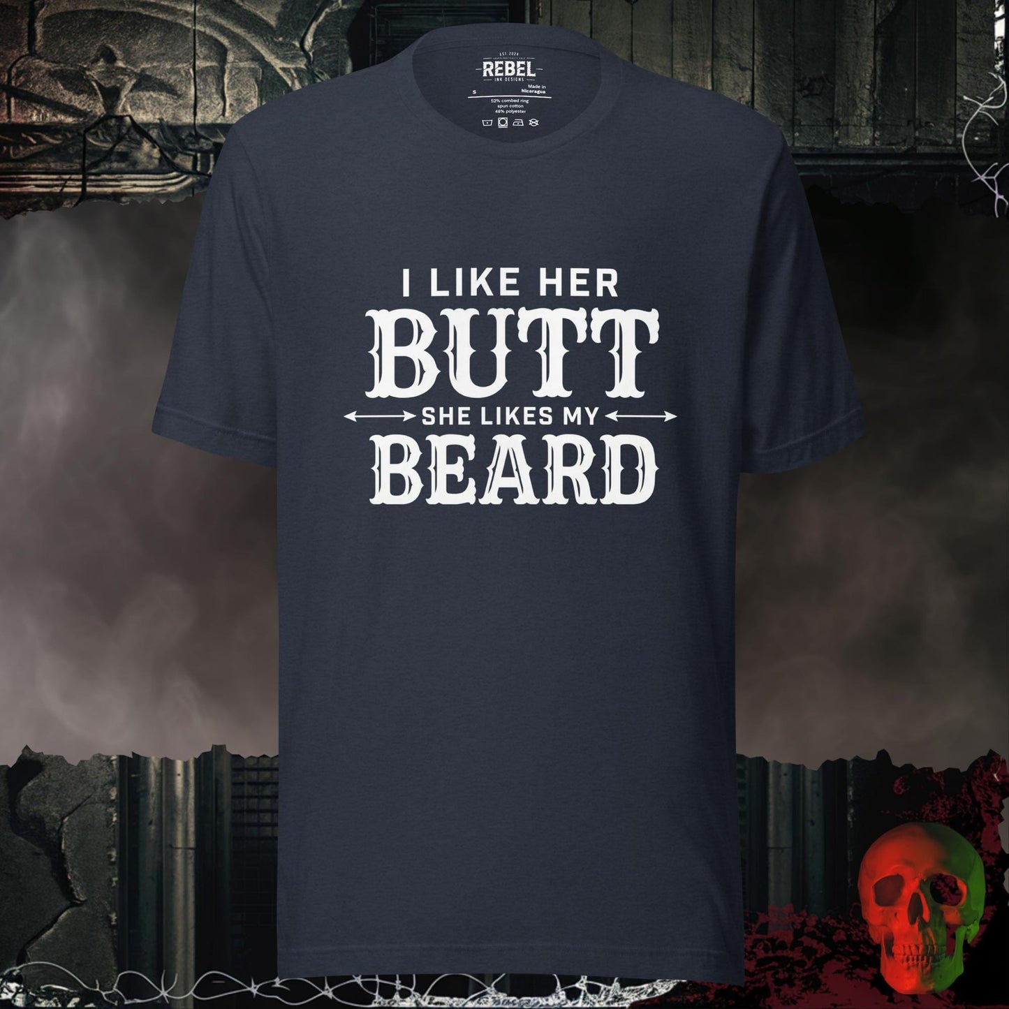 T-Shirt Heather Navy / S I Like Her Butt She Likes My Beard Tee