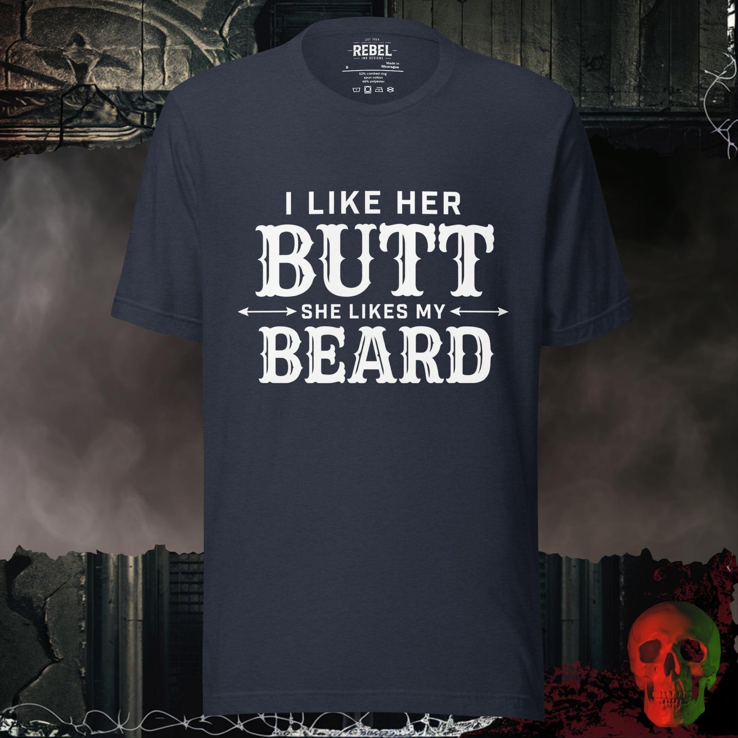 T-Shirt Heather Navy / S I Like Her Butt She Likes My Beard Tee