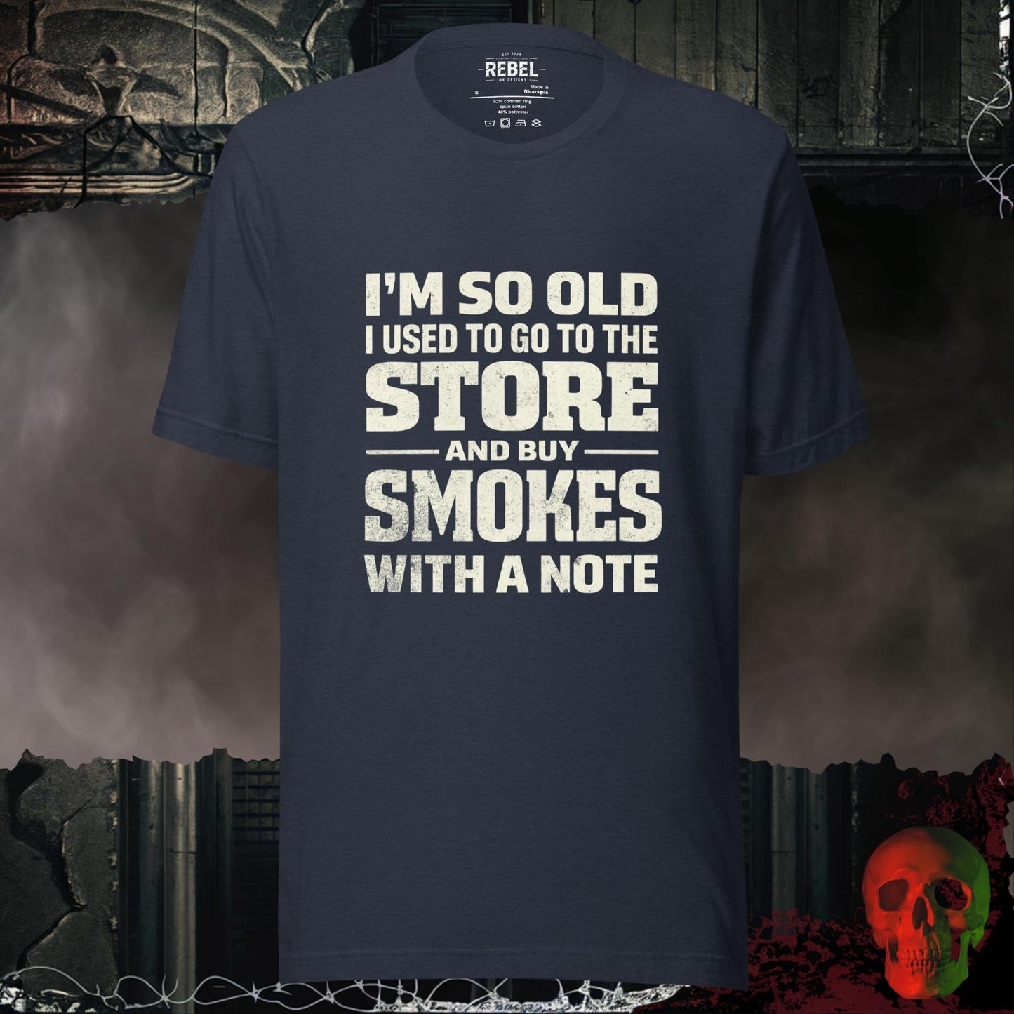 T-Shirt Heather Navy / S I’m So Old I Bought Smokes With a Note Tee