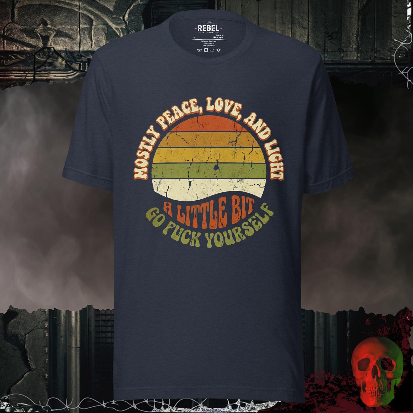 T-Shirt Heather Navy / S Mostly Peace, Love and Light Tee