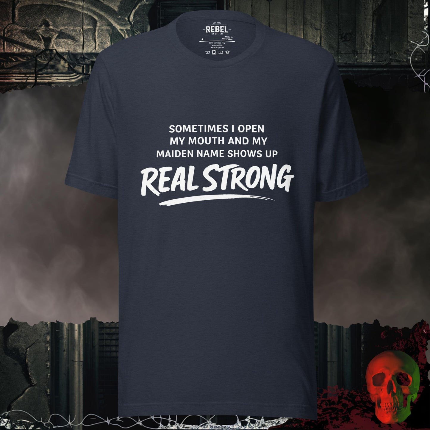 T-Shirt Heather Navy / S My Maiden Name Slips Out Tee