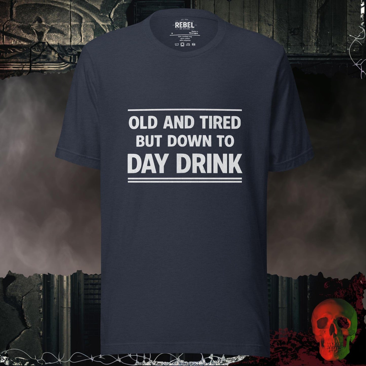 T-Shirt Heather Navy / S Old & Tired but Day Drinking Tee