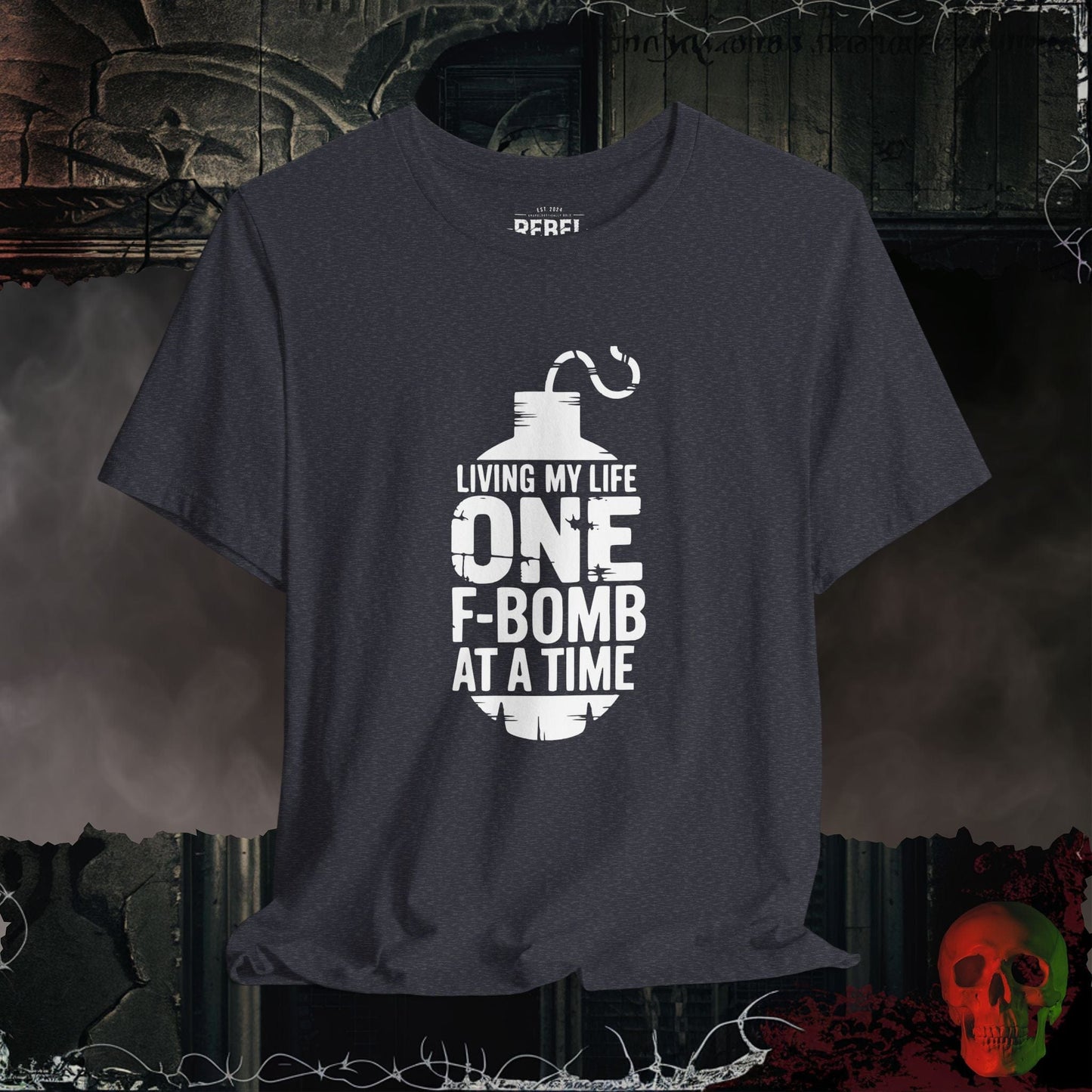 T-Shirt Heather Navy / S One F-Bomb at a Time T-Shirt