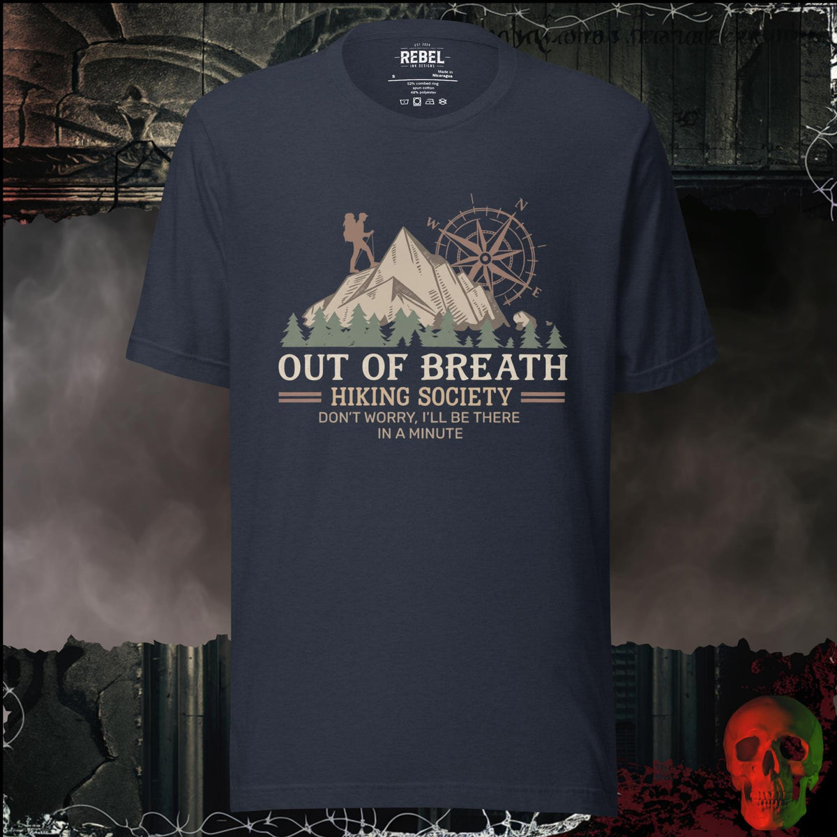 T-Shirt Heather Navy / S Out of Breath Hiking Society Graphic Tee | Rebel Ink Designs