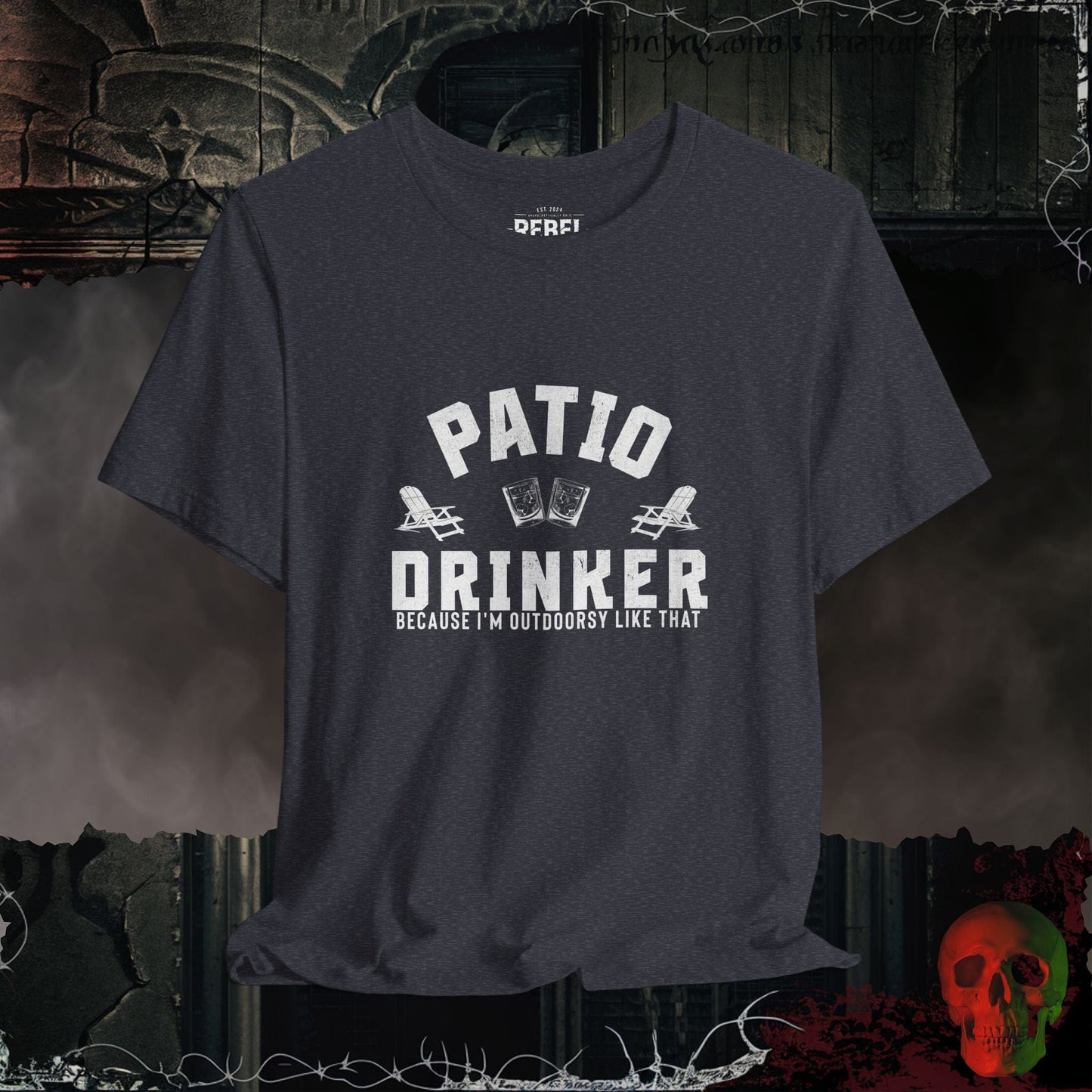 T-Shirt Heather Navy / S Patio Drinker – Outdoorsy Edition Tee