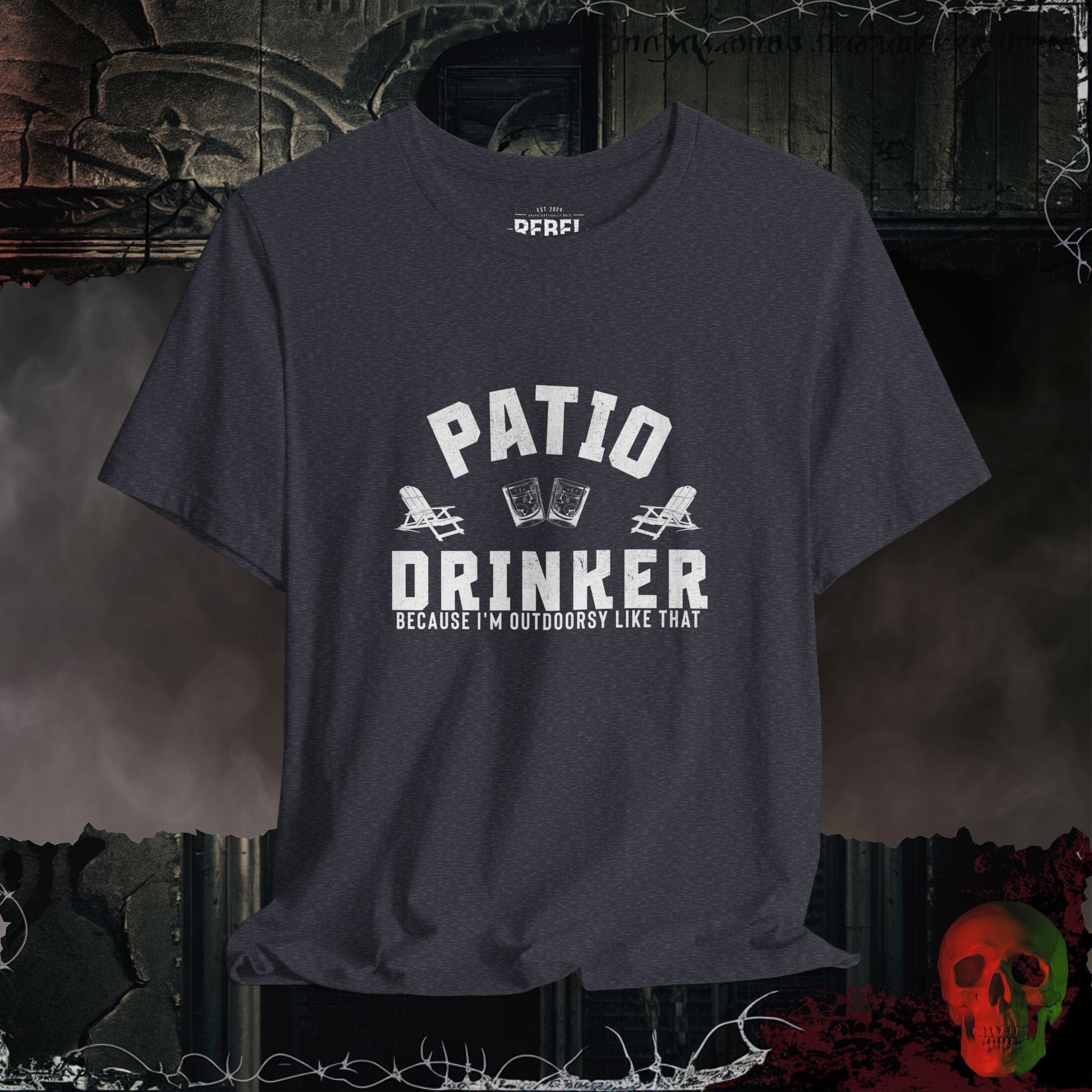 T-Shirt Heather Navy / S Patio Drinker – Outdoorsy Edition Tee