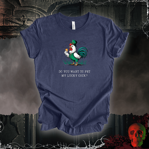 T-Shirt Heather Navy / S Pet My Lucky Cock T-Shirt | Bold & Hilarious St. Patrick's Day Tee