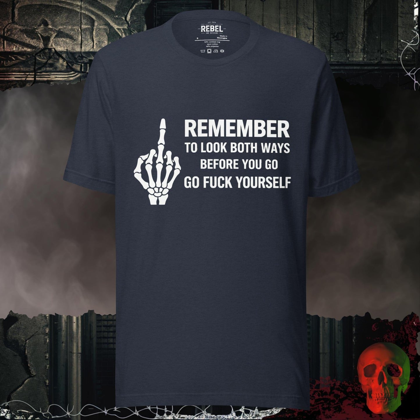 T-Shirt Heather Navy / S Remember to Look Both Ways Tee