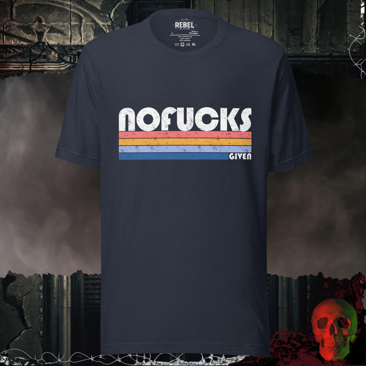 T-Shirt Heather Navy / S Retro No F*cks Given T-Shirt