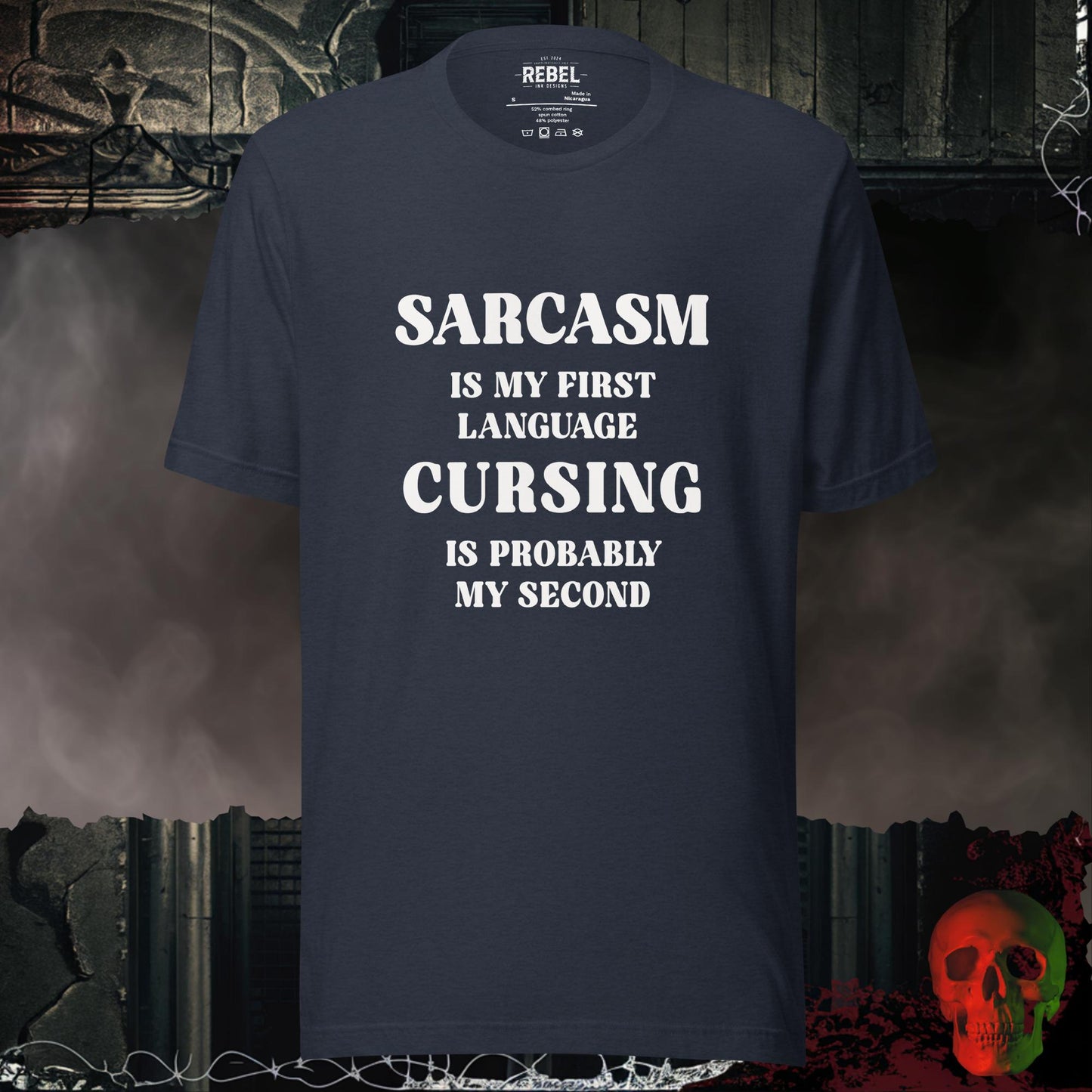 T-Shirt Heather Navy / S Sarcasm Is My First Language Tee