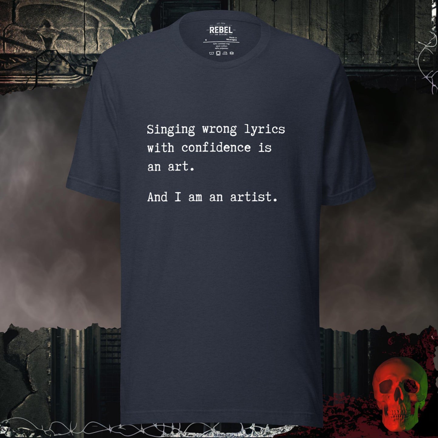 T-Shirt Heather Navy / S Singing Wrong Lyrics with Confidence T-Shirt