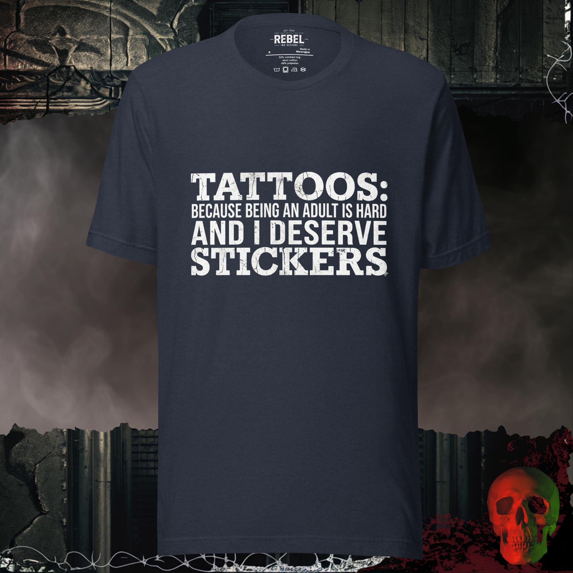 T-Shirt Heather Navy / S Tattoos Are Just Stickers Graphic Tee | Rebel Ink Designs