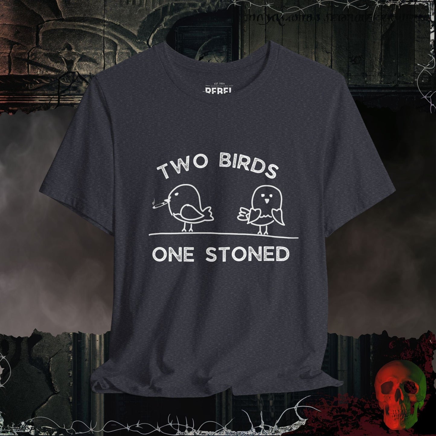 T-Shirt Heather Navy / S Two Birds One Stoned Tee