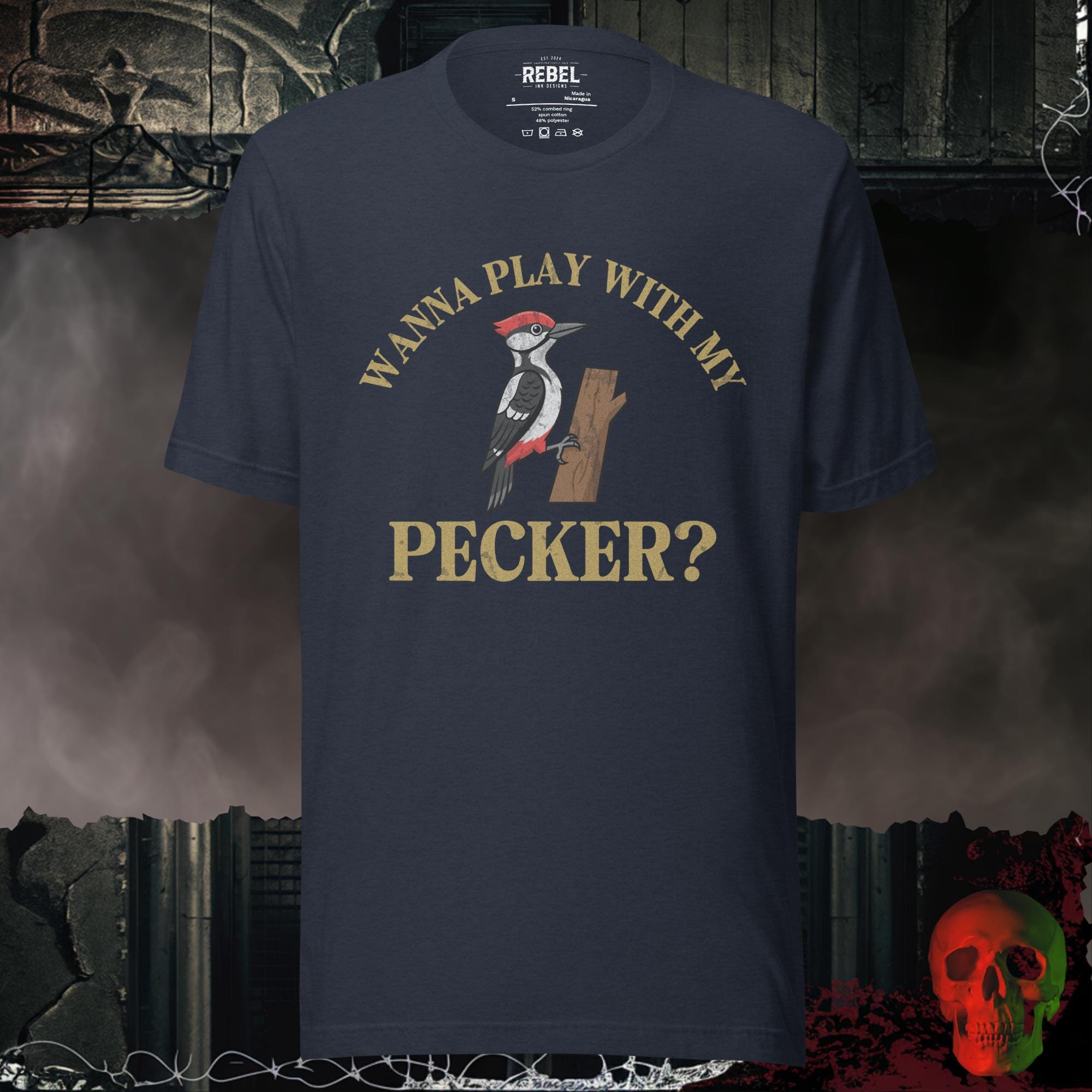T-Shirt Heather Navy / S Wanna Play With My Pecker Tee